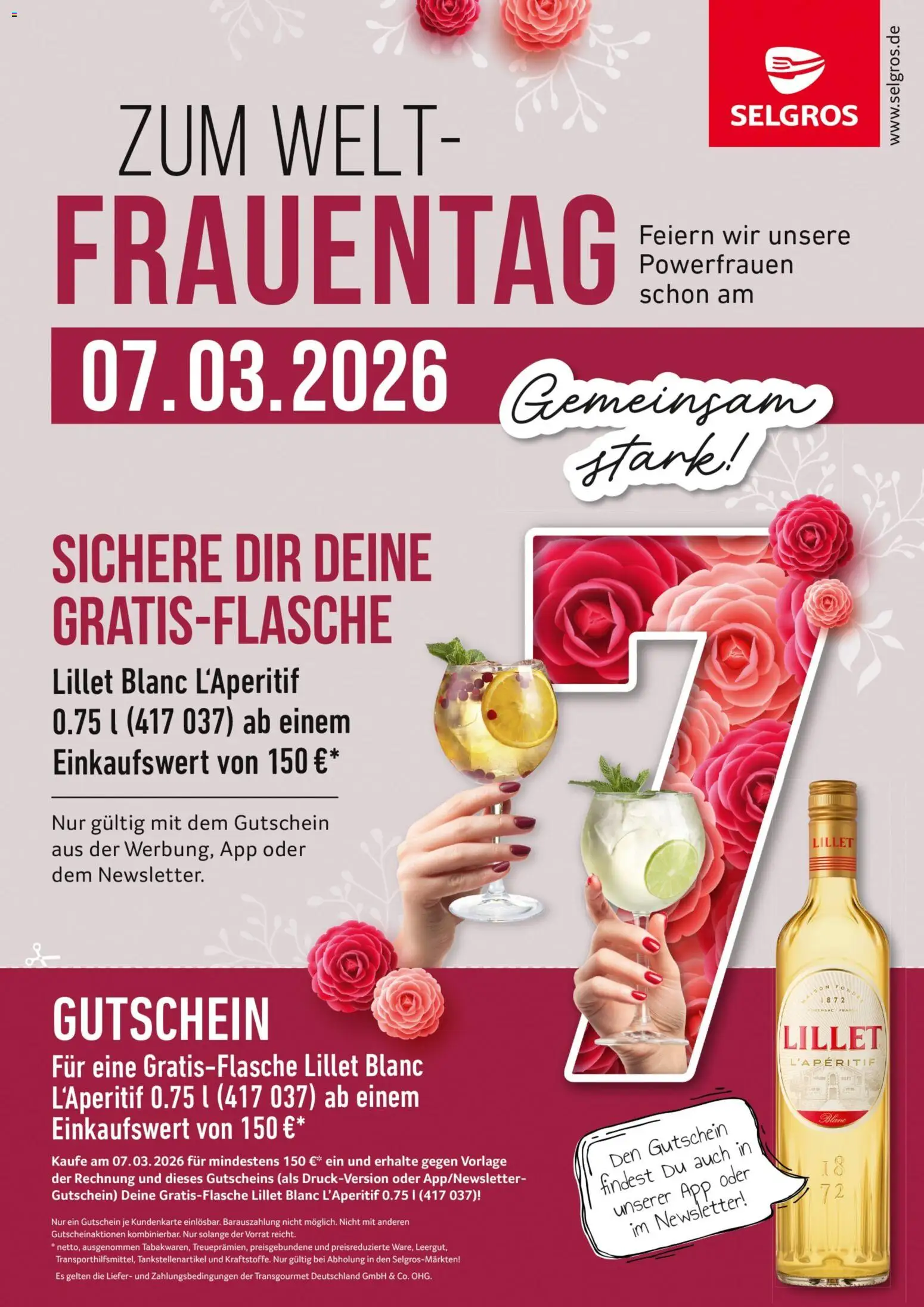 Selgros Weltfrauentag – gültig ab 07.03.2026 | Seite: 1 | Produkte: Lillet