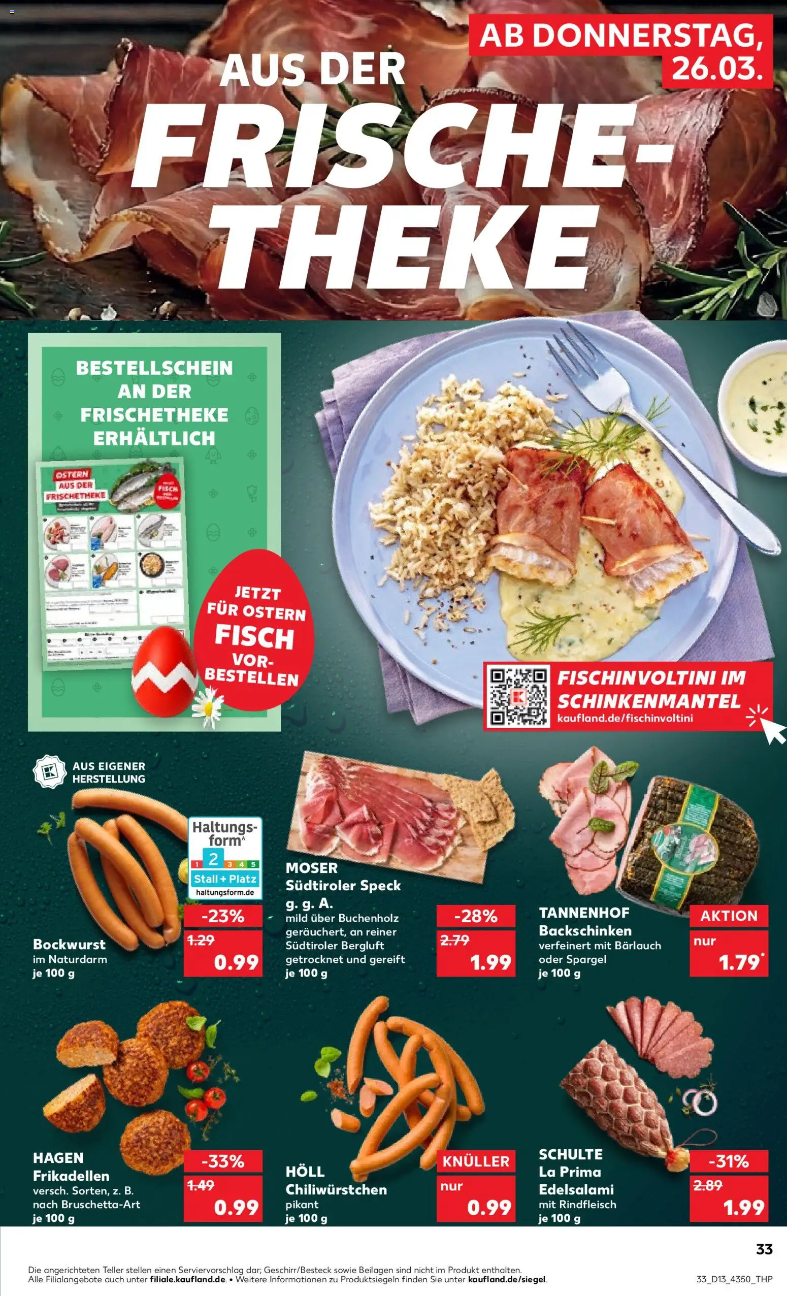 Kaufland Prospekt Potsdam	 – gültig ab 26.03.2026 | Seite: 33 | Produkte: Bockwurst, Theke, Fisch, Salami