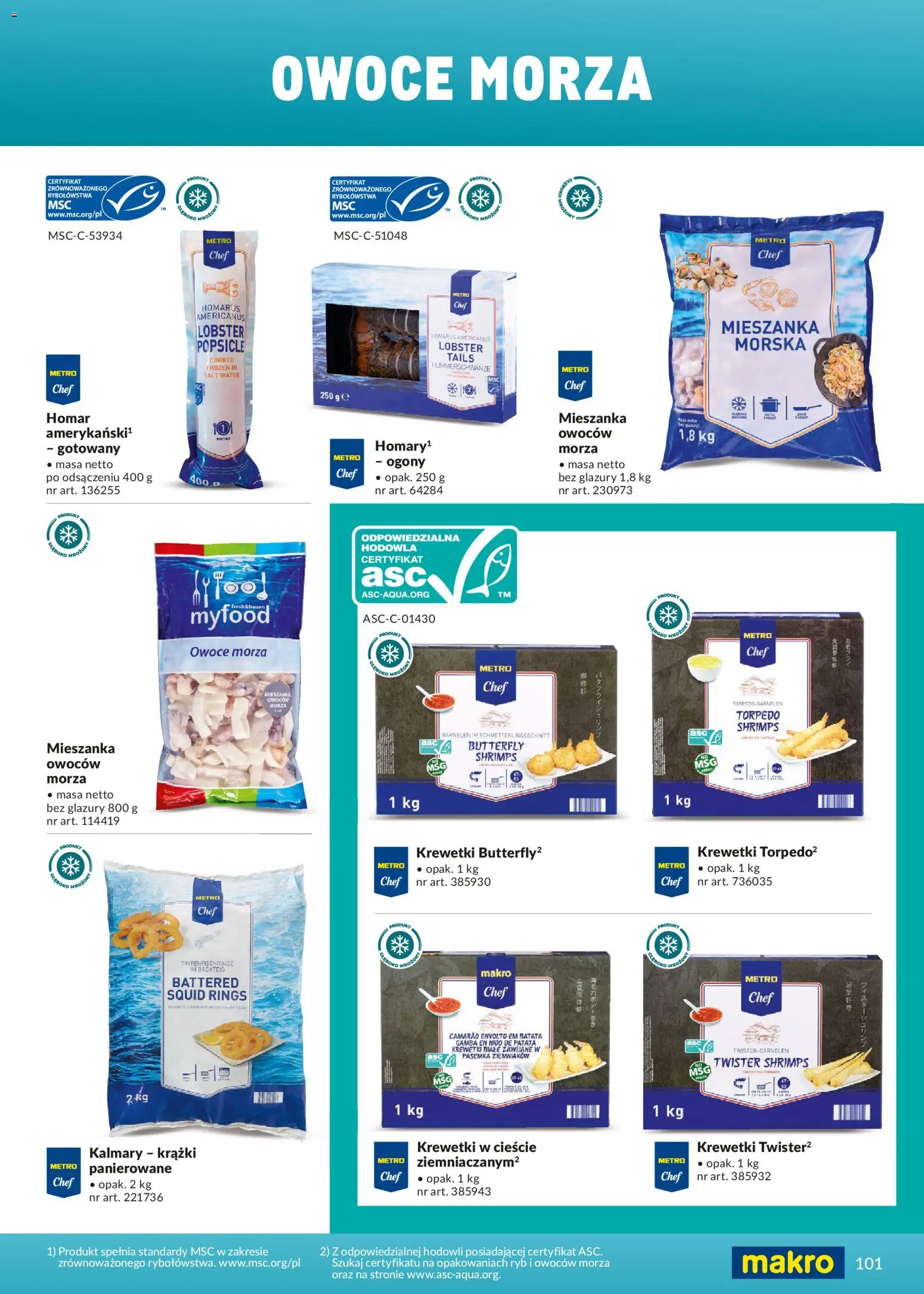 Makro Gazetka - Ultra fresh od 01.03.2026 | Strona: 101 | Produkty: Homar, Krewetki, Owoce, Owoce morza