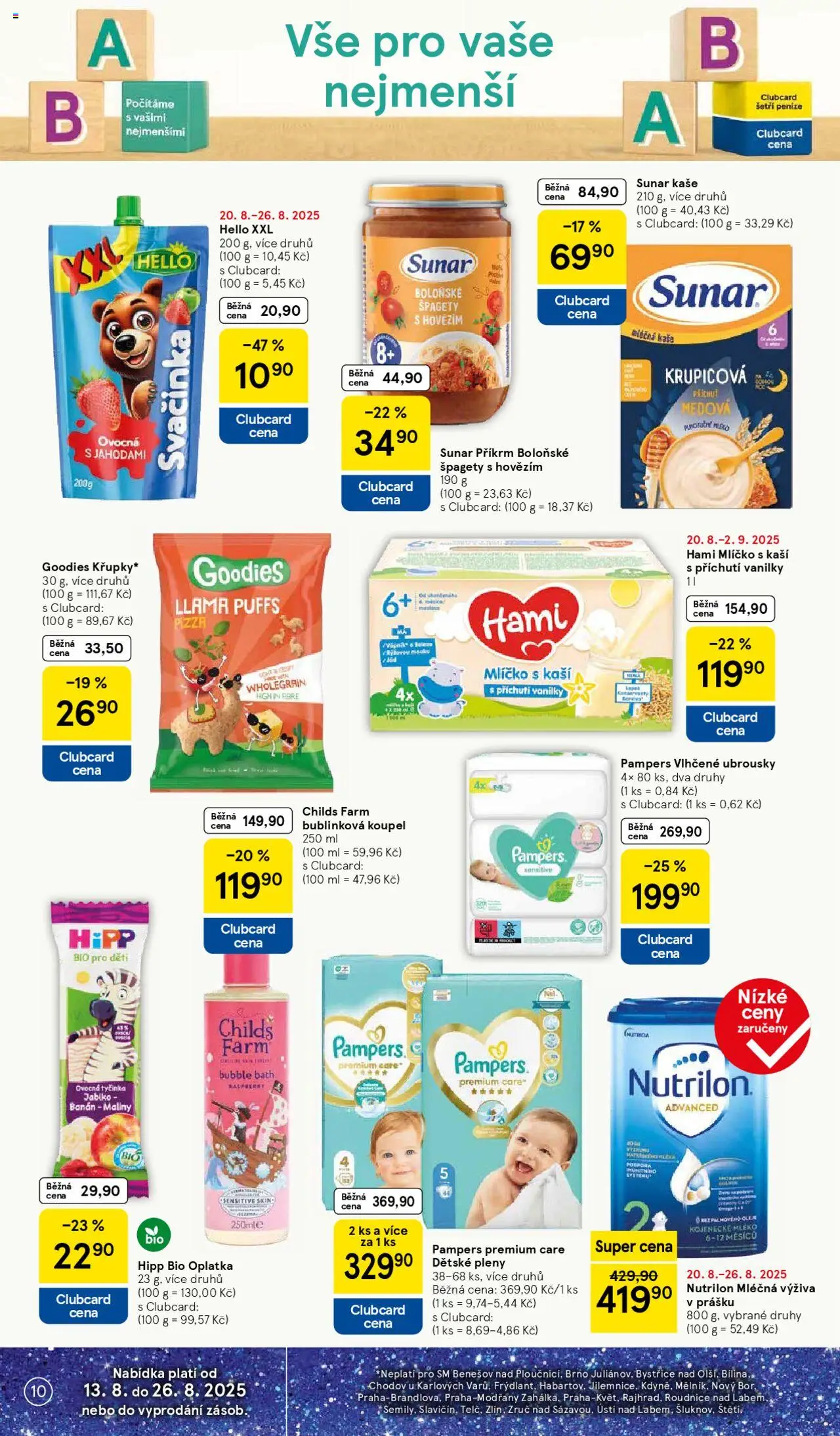 Tesco leták - Supermarket od 20.08.2025 | Strana: 10 | Produkty: Boloňské špagety, Sunar, Kaše, Hipp