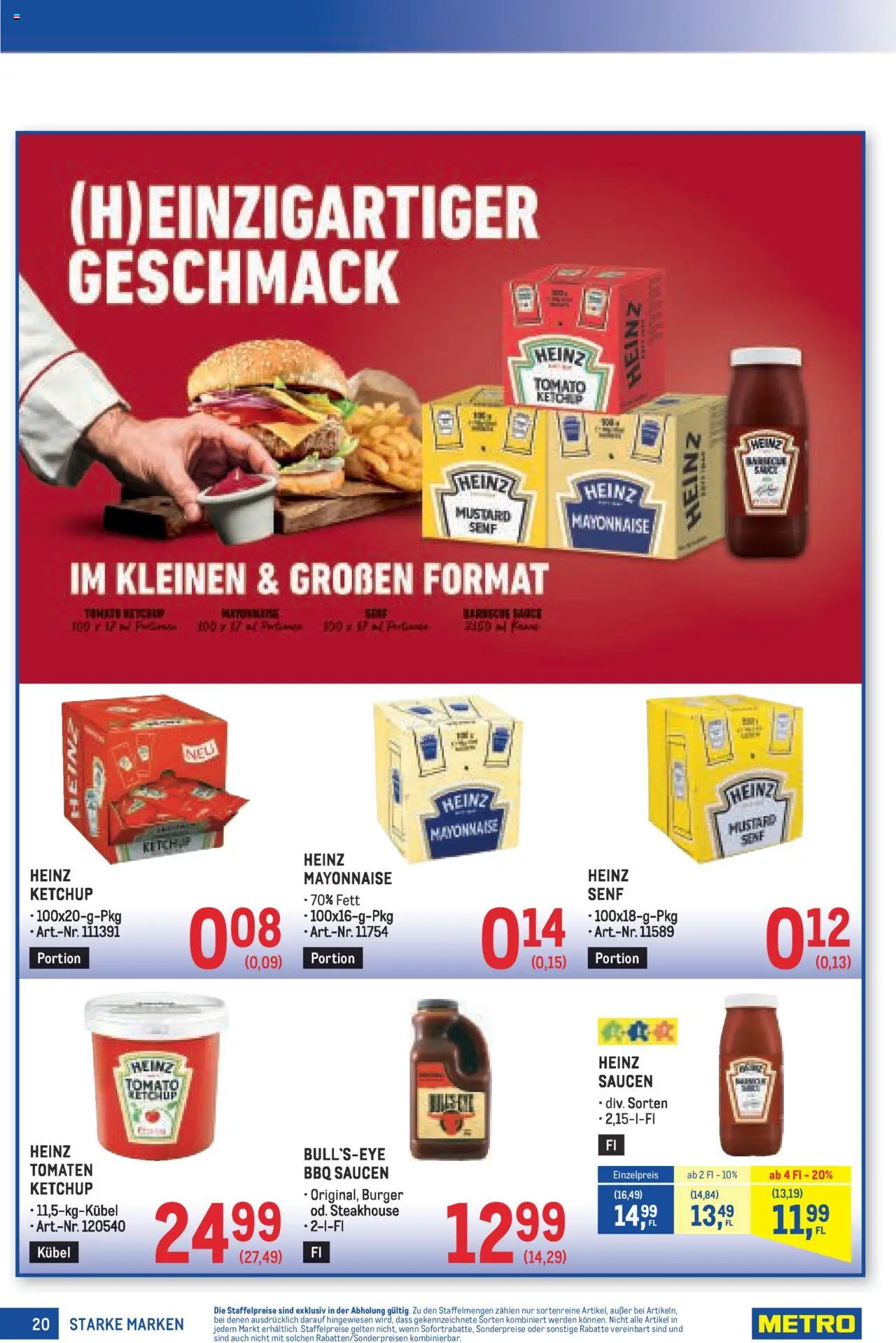Metro  Starke Marken gültig ab 04.09.2025 | Seite: 20 | Produkte: Ketchup, Mayonnaise, Tomaten