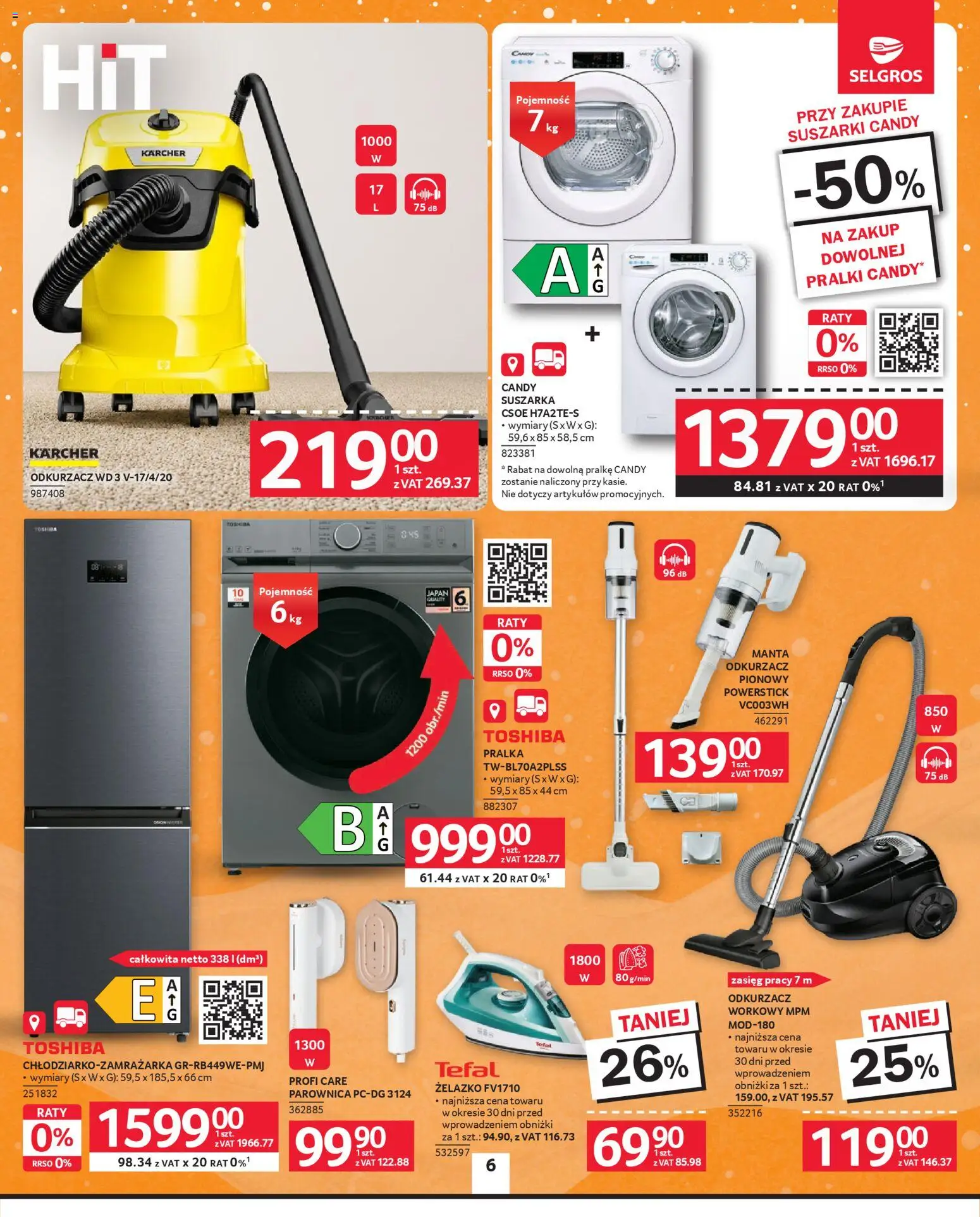 Selgros cash&carry Gazetka - Oferta przemysłowa od 08.01.2026 | Strona: 8 | Produkty: Suszarka, Odkurzacz pionowy, Parownica, Tefal