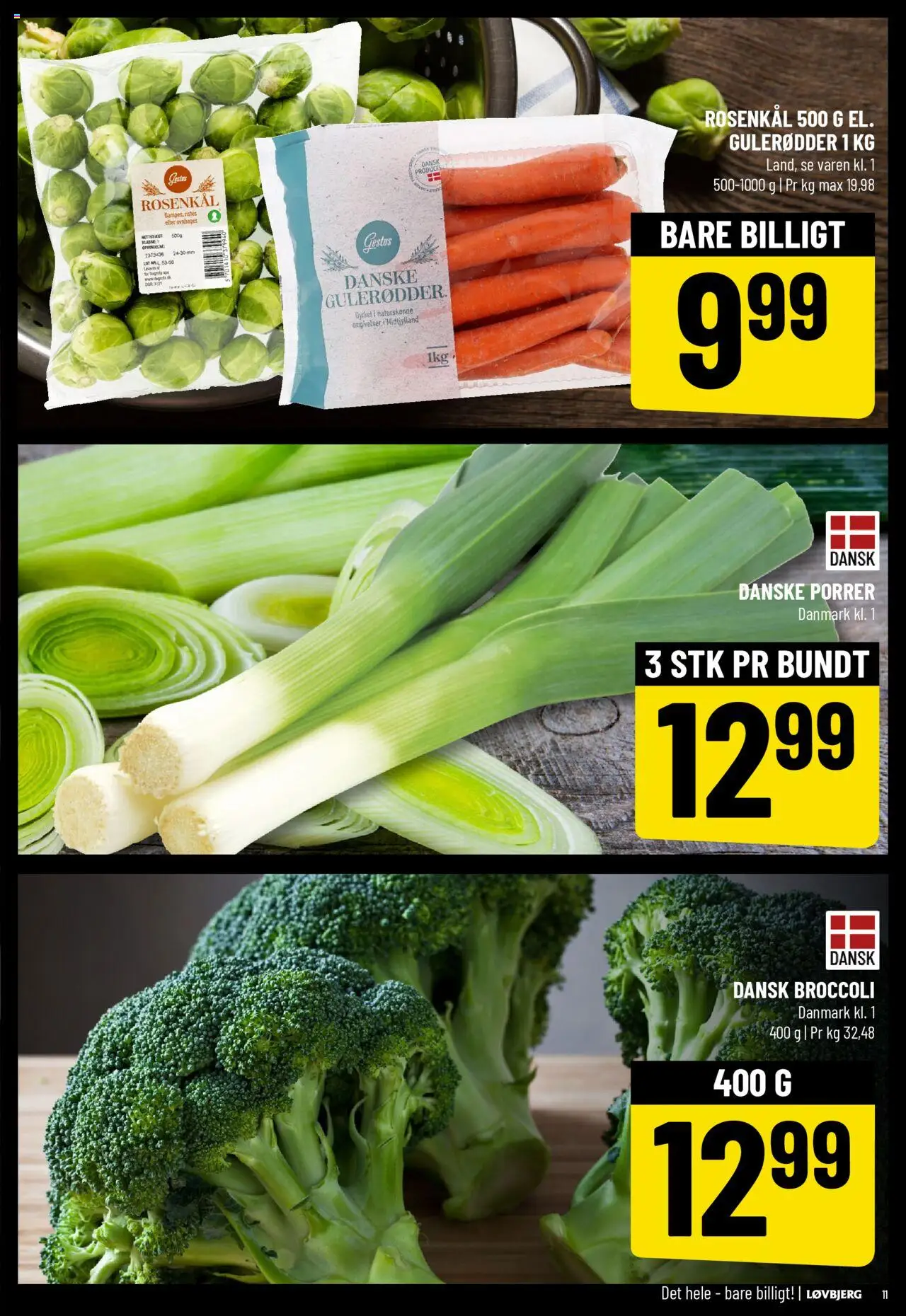 Løvbjerg tilbudsavis – gyldig fra 03.10.2025 | Side: 11 | Produkter: Gulerødder, Broccoli, Porrer, Rosenkål