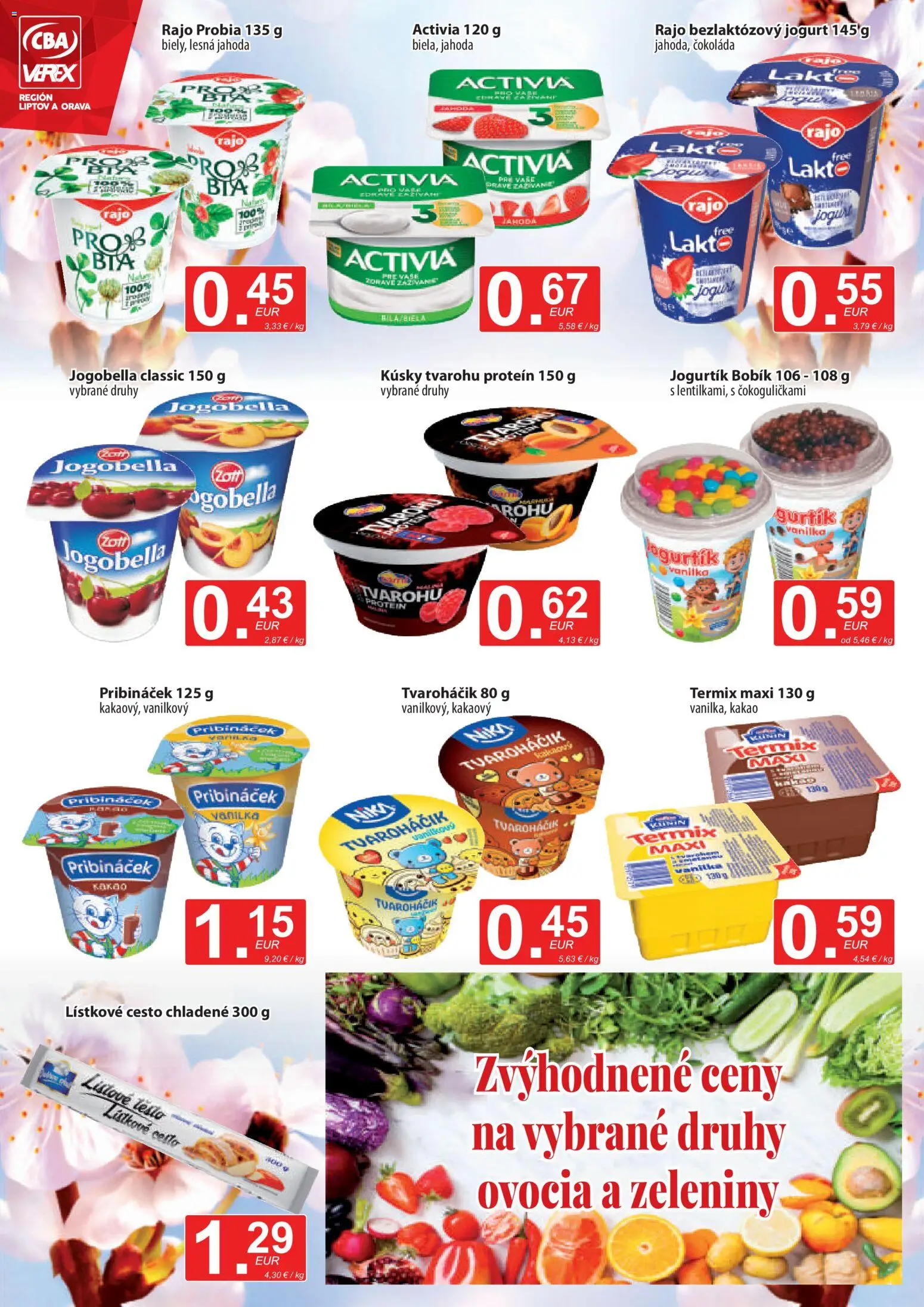 Nové CBA Verex akcie – leták je platný od 16.04.2026 | Strana: 6 | Produkty: Jogurt, Čokoláda, Lístkové cesto, Kakao