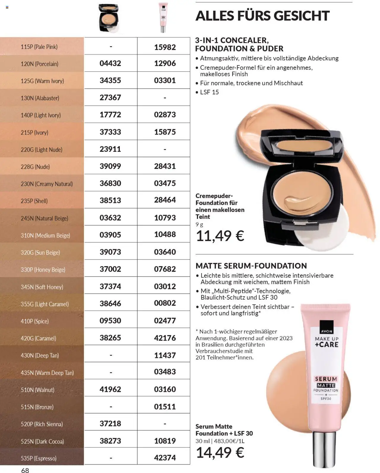 AVON Katalog Oktober 2025 – gültig ab 01.10.2025 | Seite: 70 | Produkte: Puder, Finish, Foundation, Serum