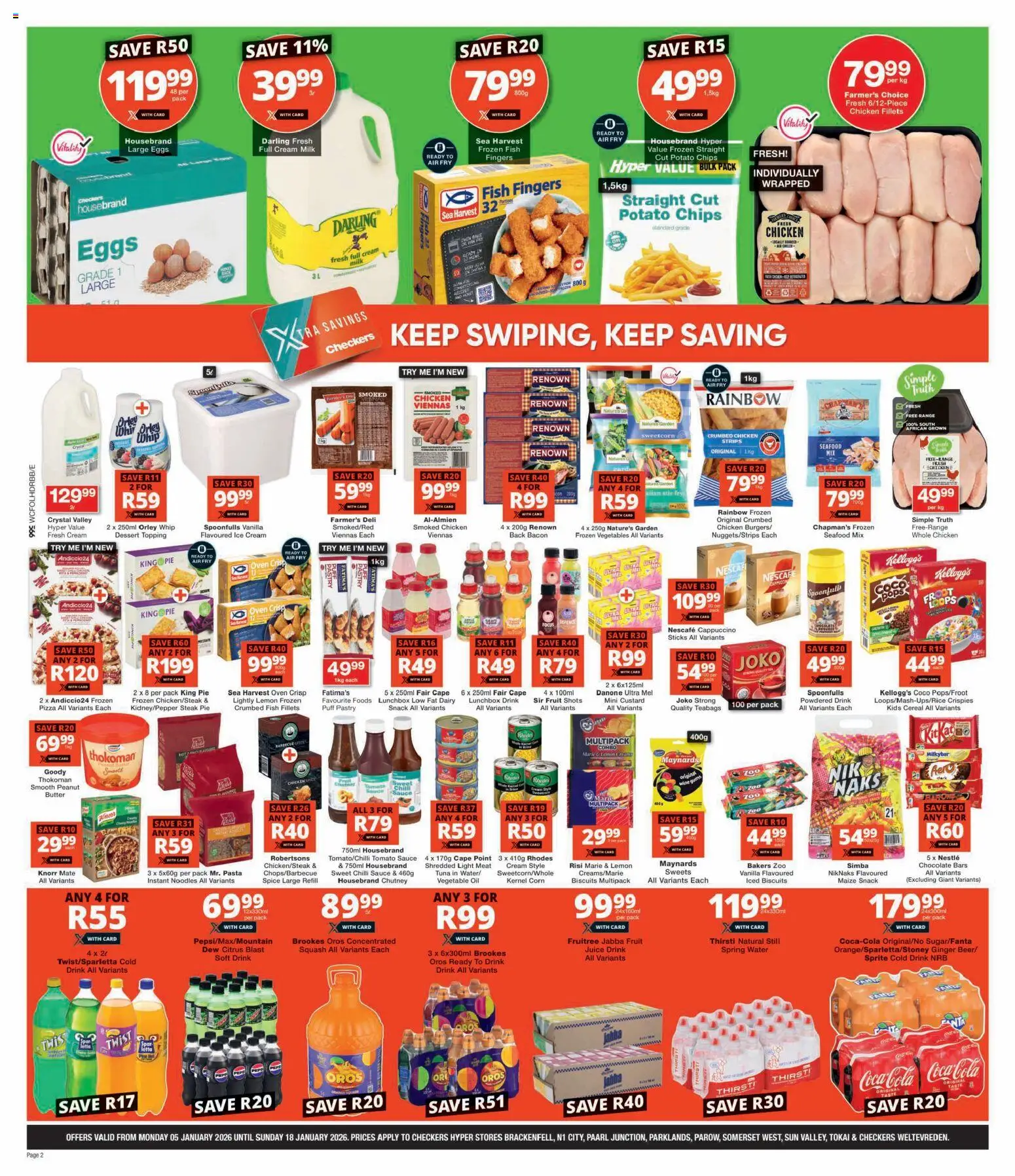 New Checkers catalogue – valid from 05.01.2026 | Page: 2 | Products: Butter, Oil, Biscuits, Sprite