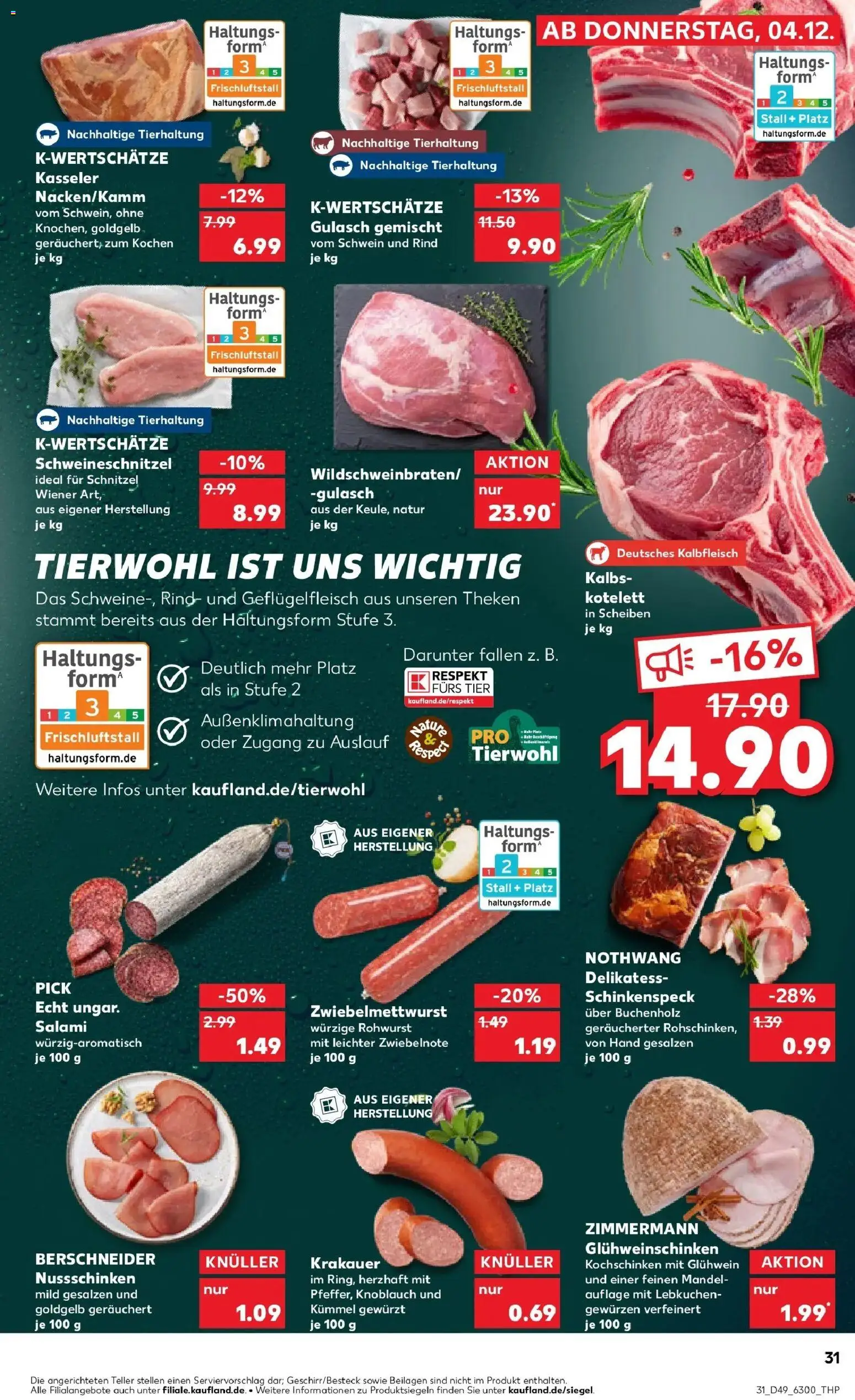 Kaufland prospekt Wetzlar	 – gültig ab 08.12.2025 | Seite: 31 | Produkte: Schnitzel, Gulasch, Knoblauch, Salami