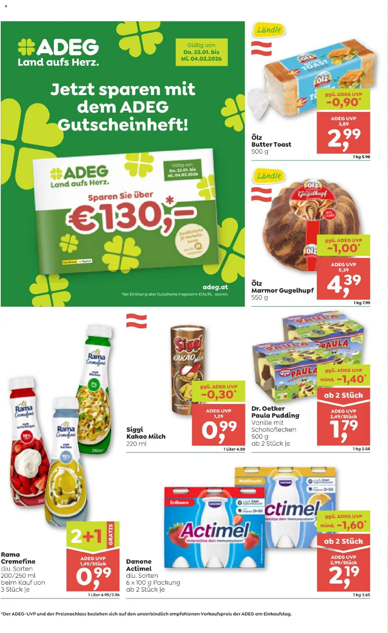 ADEG Vorarlberg gültig ab 22.01.2026 | Seite: 6 | Produkte: Milch, Butter