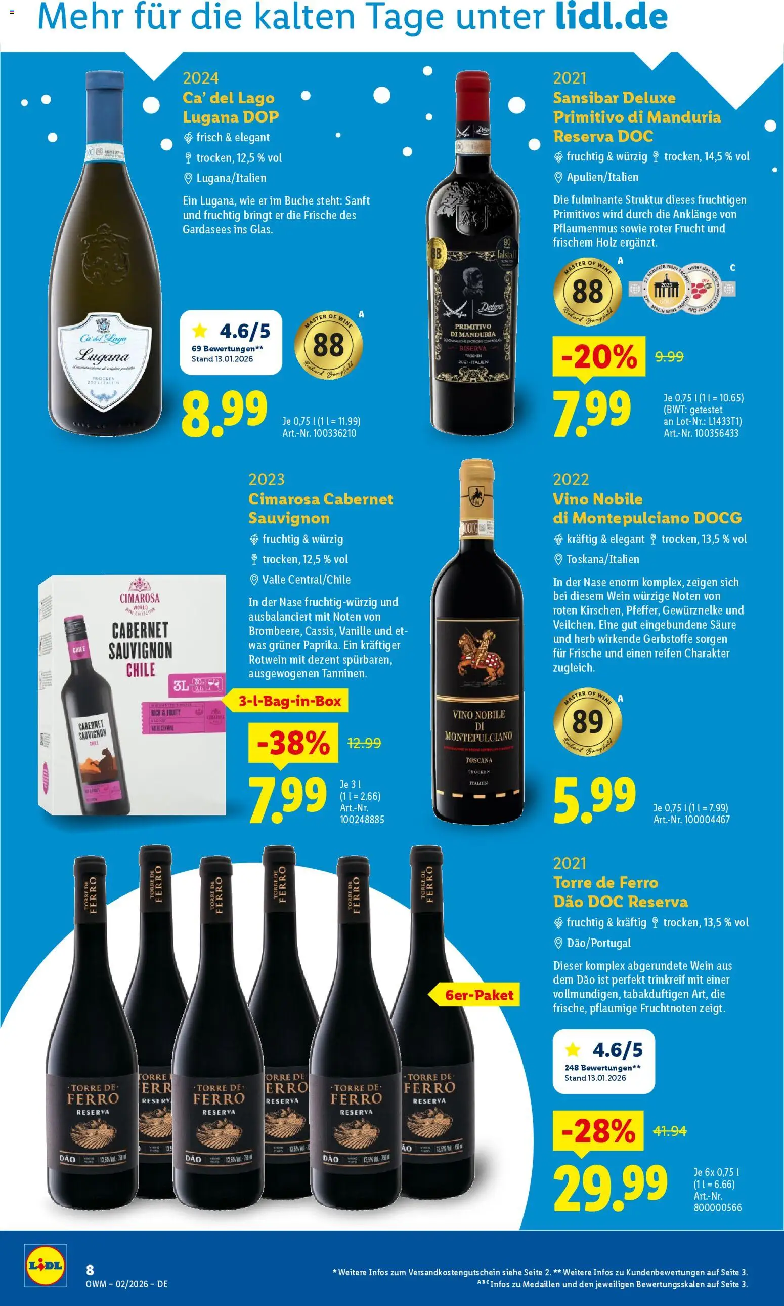 Lidl - Prospekt – gültig ab 01.02.2026 | Seite: 8 | Produkte: Rotwein, Wein
