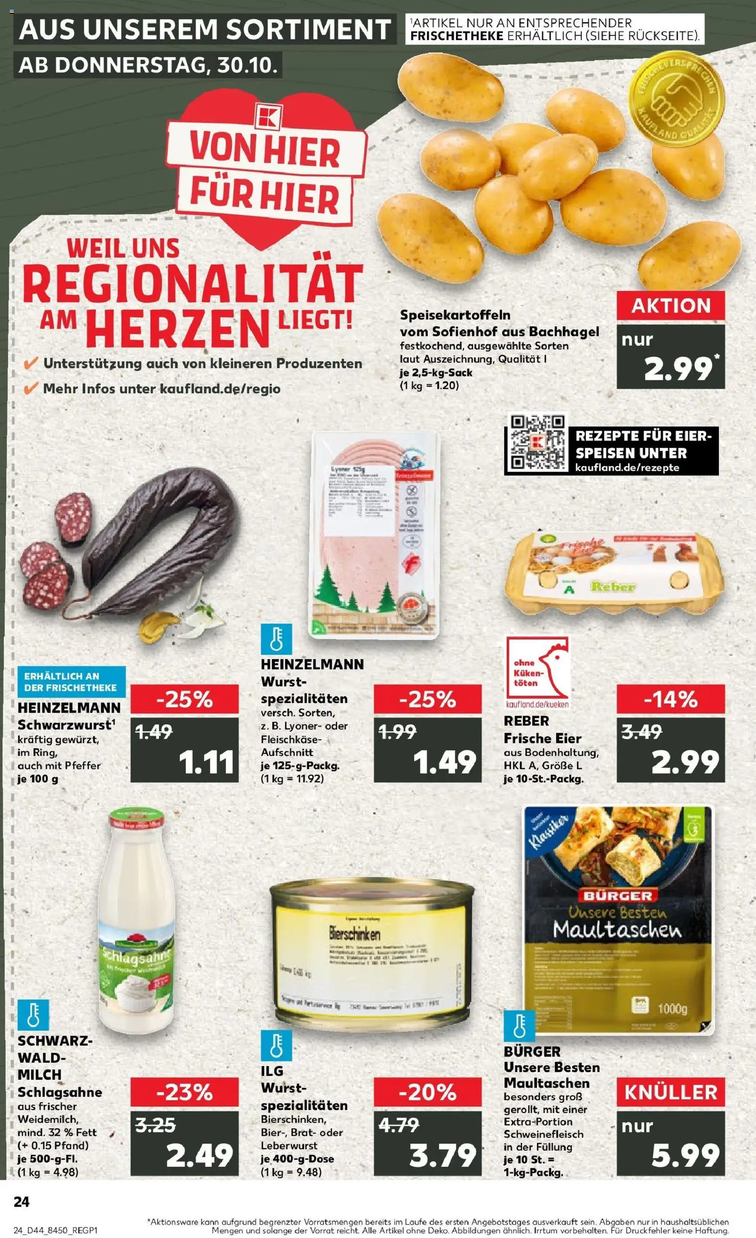 Kaufland prospekt Schwäbisch Gmünd	 – gültig ab 30.10.2025 | Seite: 24 | Produkte: Milch, Pudding, Wurst, Schweinefleisch