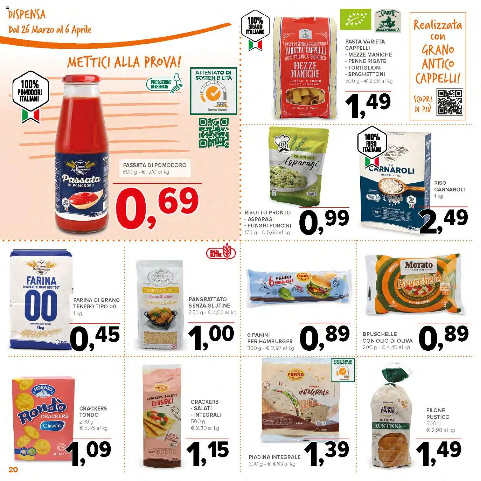 Volantino Todis del 26.03.2026 | Pagina: 20 | Prodotti: Pomodoro, Olio, Piadina, Asparagi