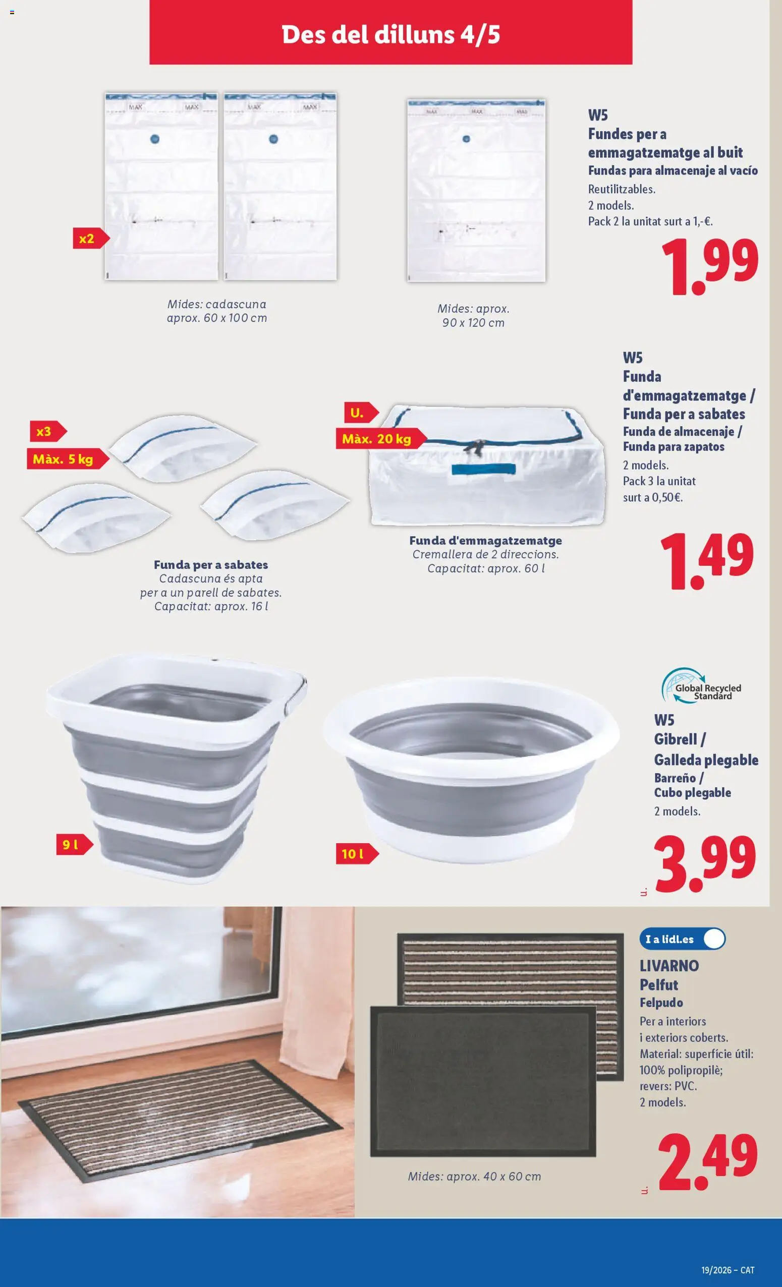 Lidl folleto de bazar │ válido desde el 04.05.2026 | Página: 19 | Productos: Funda, Almacenaje, Felpudo