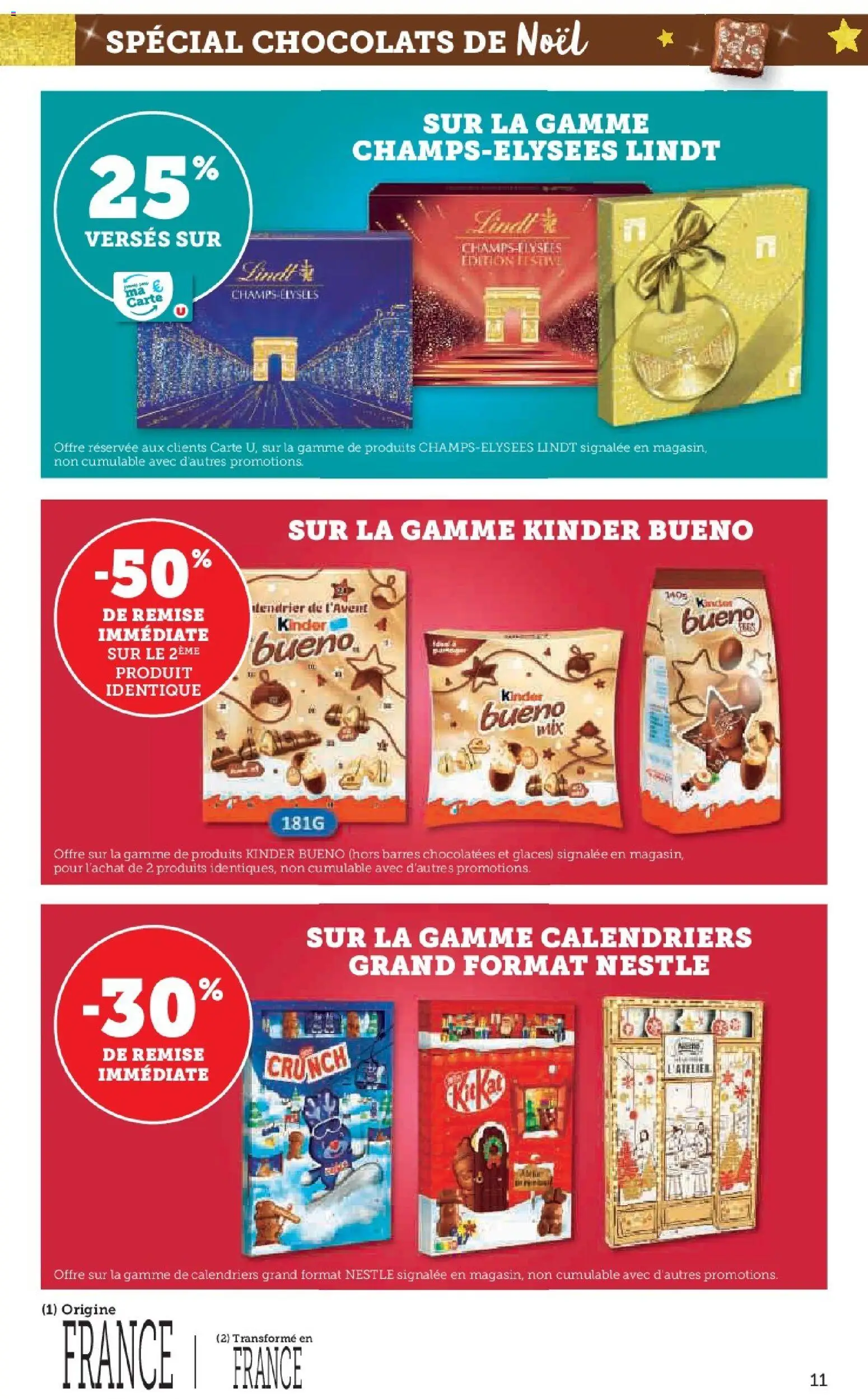 {H1} | Page: 11 | Produits: Glaces, Chocolats de noël, Kinder Bueno, Lindt