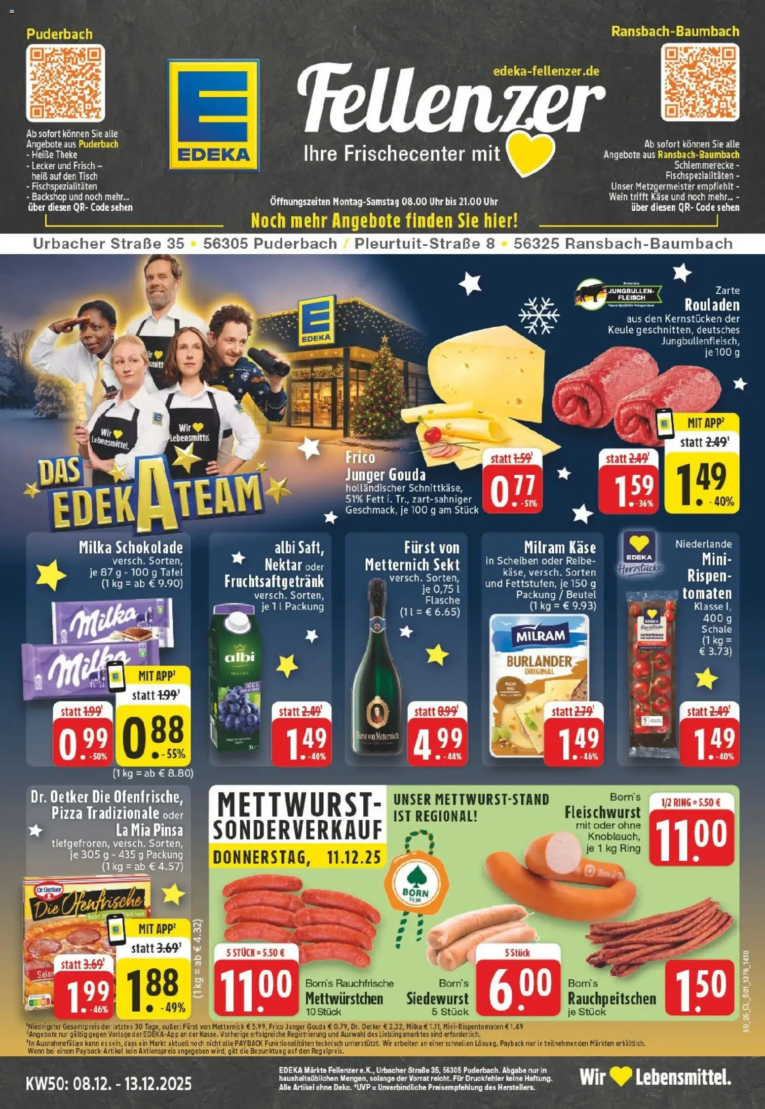 Edeka prospekt Puderbach	 – gültig ab 07.12.2025 | Seite: 1 | Produkte: Furst von metternich, Theke, Schokolade, Milram