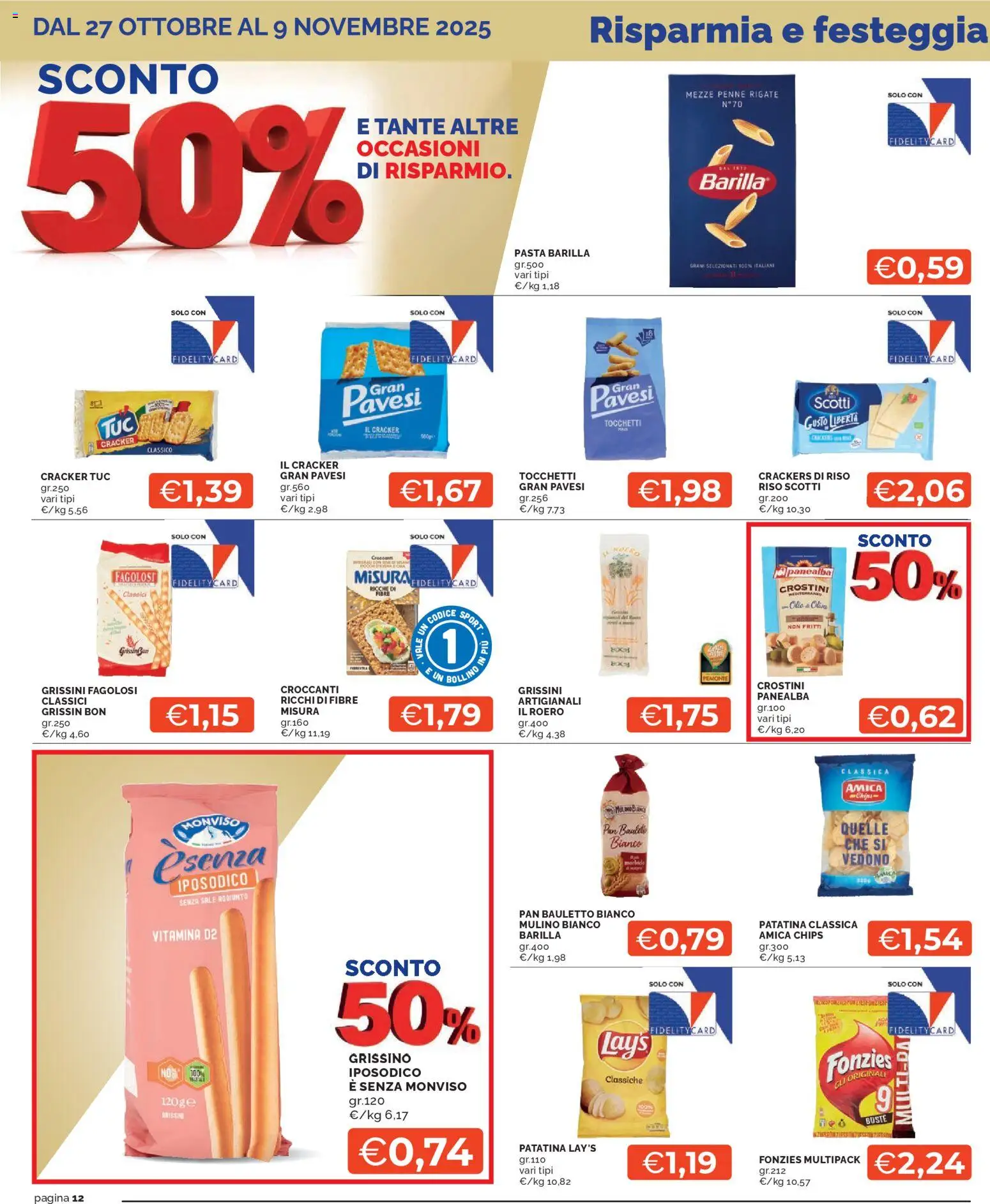 Volantino Mercatò del 27.10.2025 | Pagina: 12 | Prodotti: Riso, Crackers, Crostini, Grissini