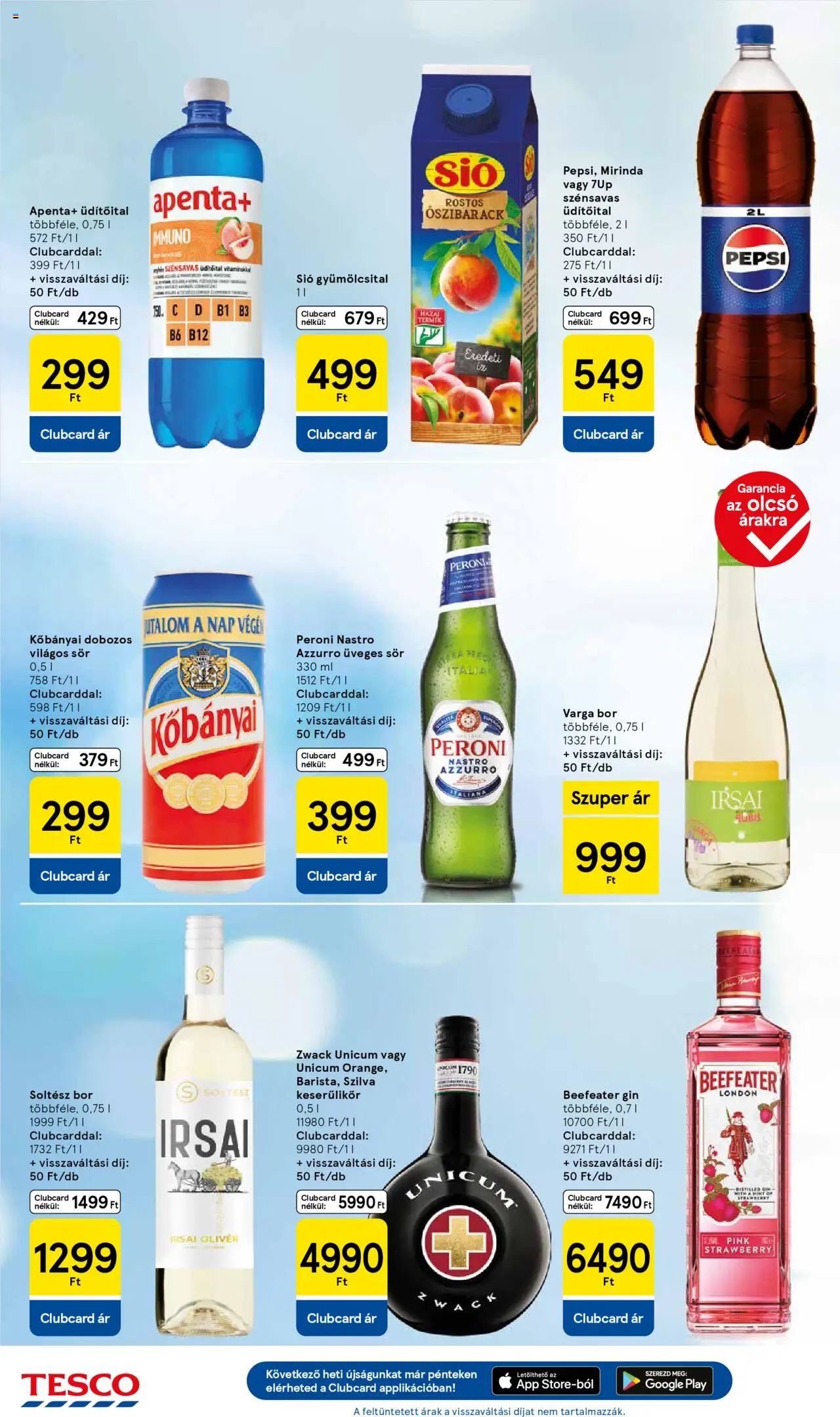 Tesco akciós ujság - amely érvényes a következő dátumtól: 25.09.2025 | Oldal: 6 | Termékek: Őszibarack, Gyümölcsital, Pepsi, Sör
