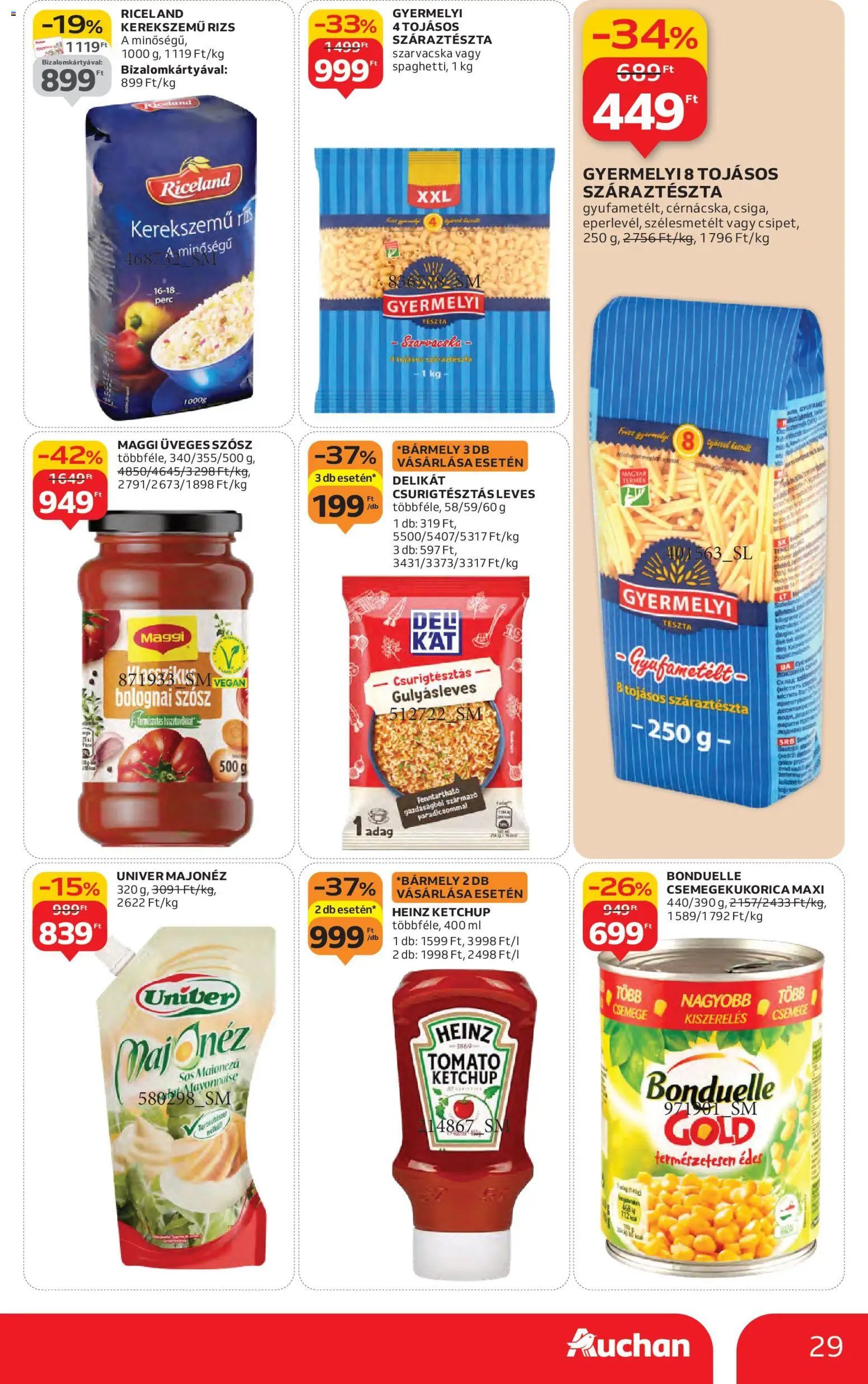 Auchan akciós ujság - amely érvényes a következő dátumtól: 13.11.2025 | Oldal: 29 | Termékek: Bolognai szósz, Maggi, Tészta, Szósz