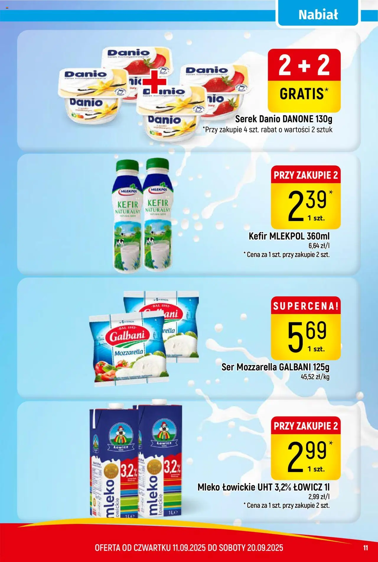Piotruś Pan Gazetka od 11.09.2025 | Strona: 11 | Produkty: Kefir, Kefir naturalny, Mleko, Mleko łowickie