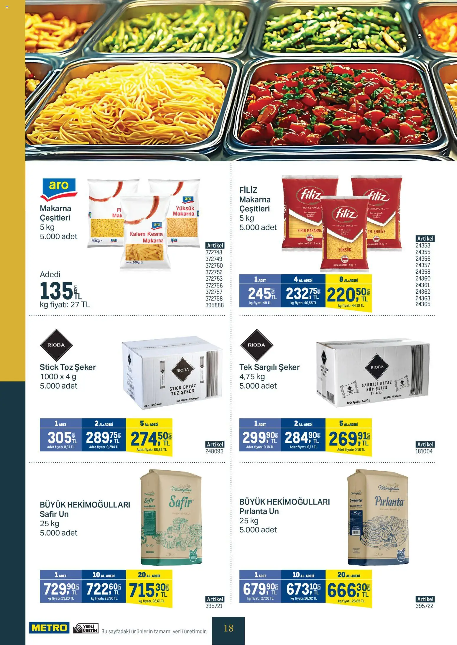 Metro - Kurum & İşletme Mutfakları - 14.01.2026 tarihinden itibaren geçerlidir | Sayfa: 18 | Ürünler: Şeker, Makarna, Toz şeker, Ağırlık