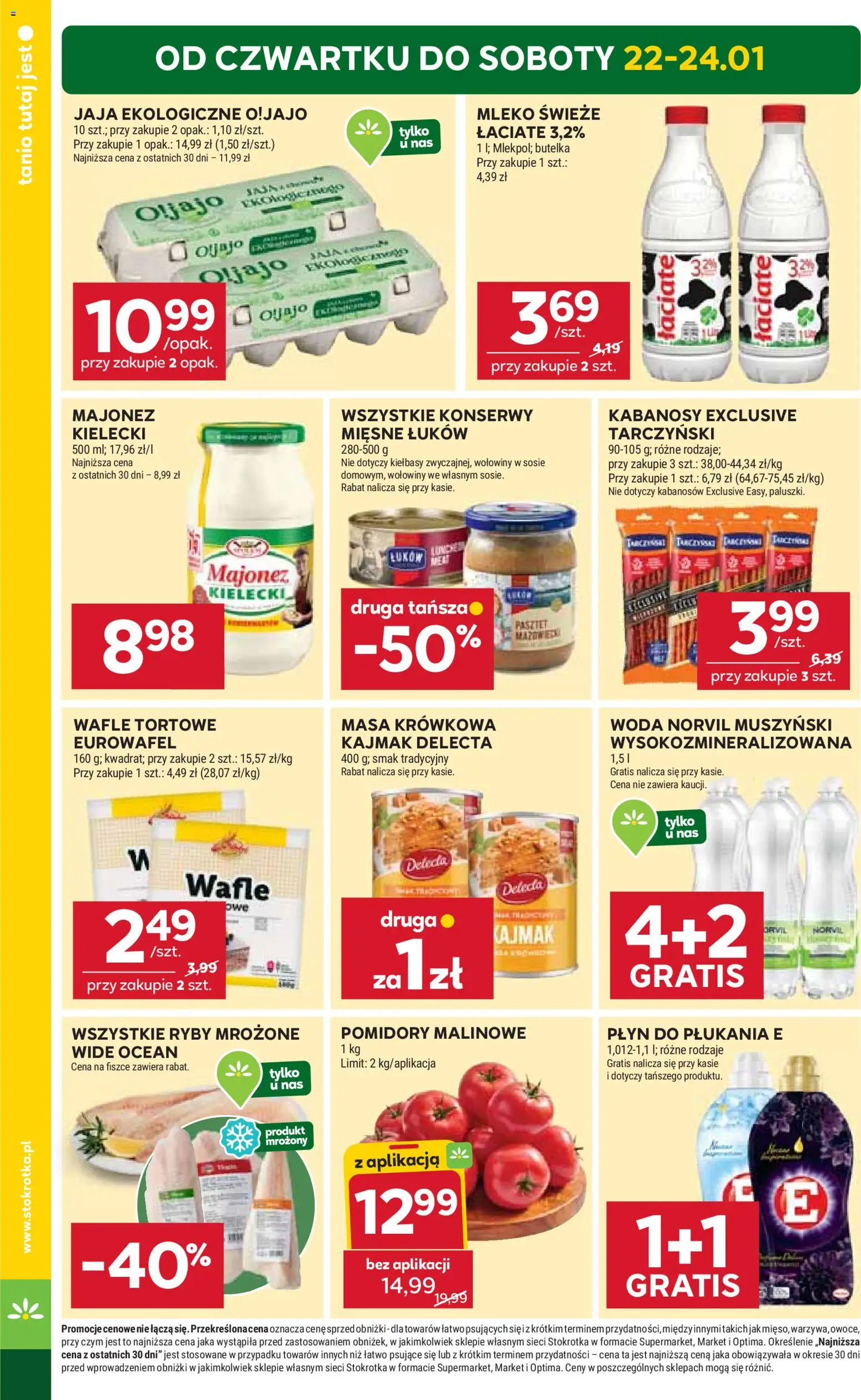 Stokrotka Gazetka - Market od 22.01.2026 | Strona: 2 | Produkty: Wafle, Stokrotka, Kabanosy, Pomidory malinowe