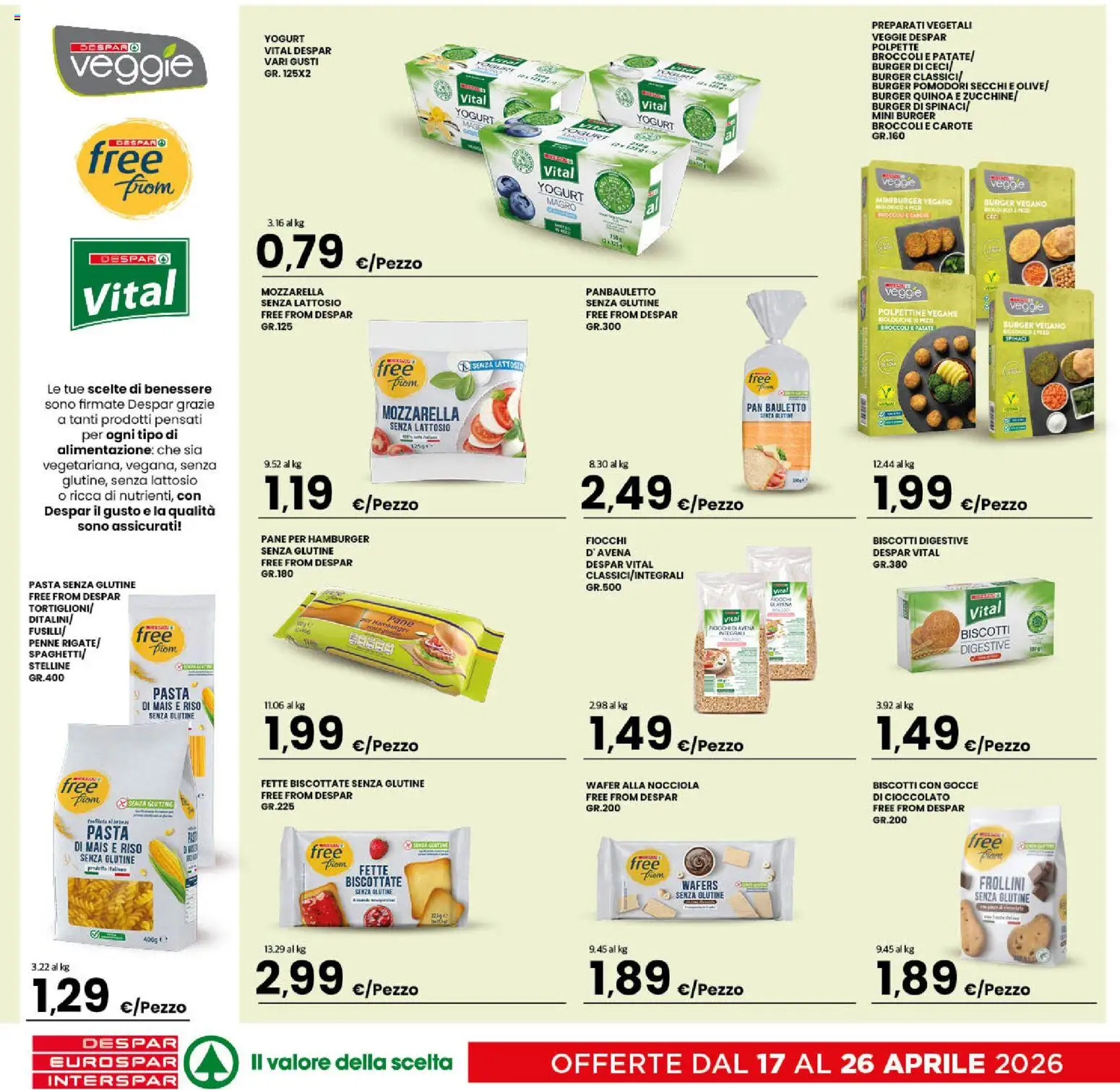 Volantino Despar del 17.04.2026 | Pagina: 5 | Prodotti: Pasta senza glutine, Ceci, Mozzarella, Quinoa