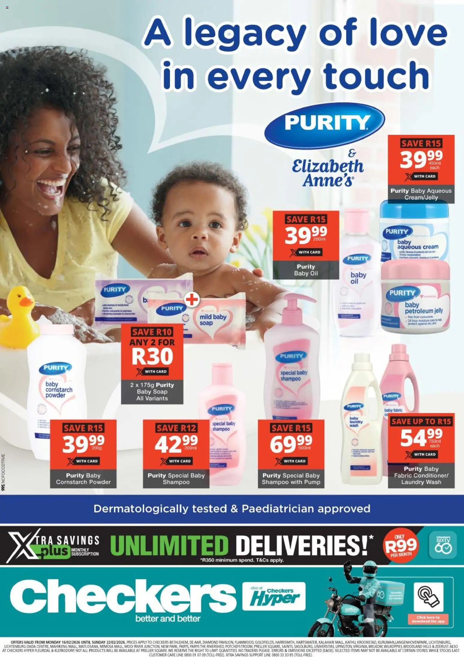 New Checkers catalogue – valid from 16.02.2026 | Page: 1 | Products: Oil, Powder, Shampoo, Cream