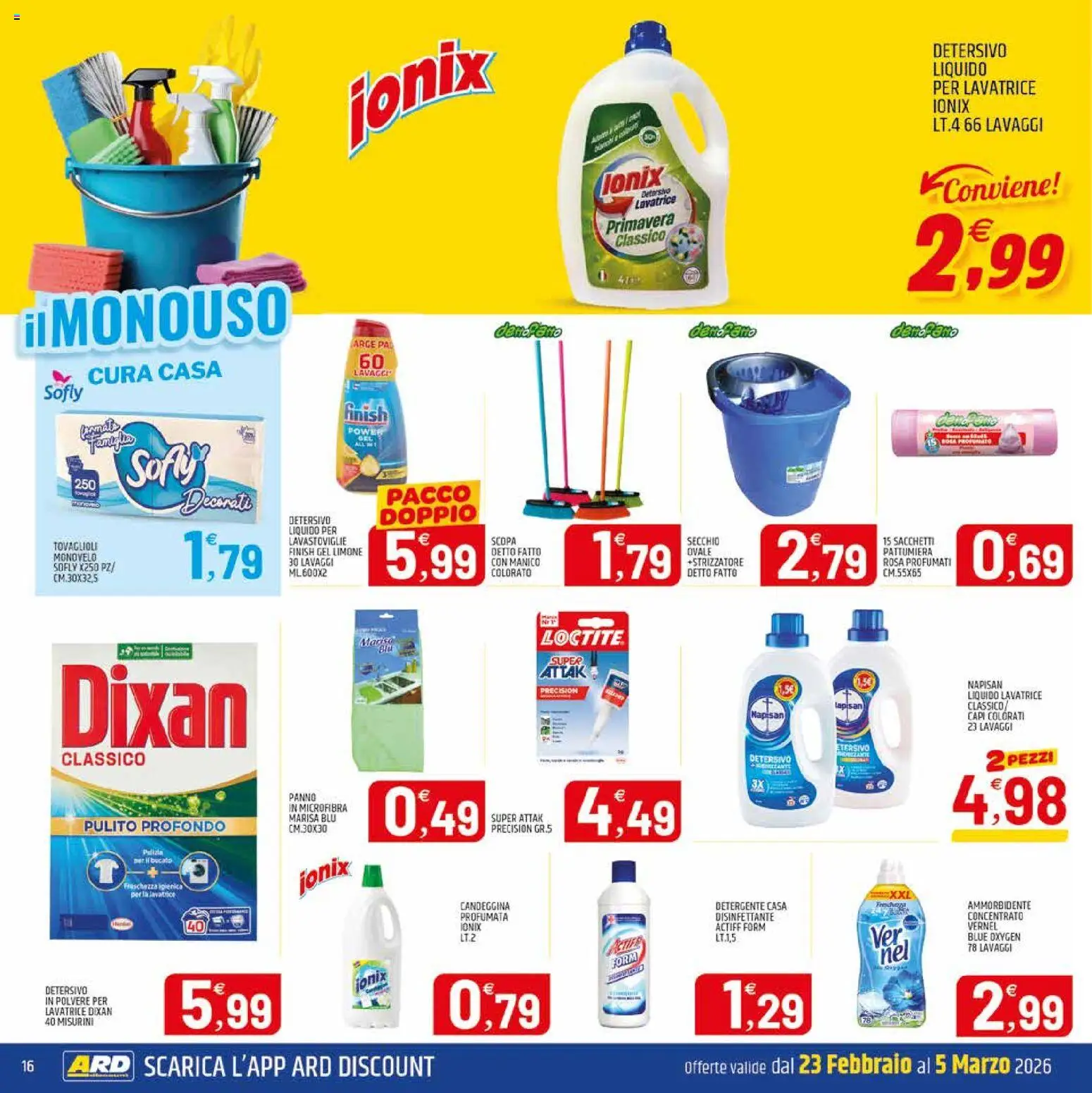 Volantino ARD Discount del 23.02.2026 | Pagina: 16 | Prodotti: Ammorbidente, Limone, Lavatrice, Lavastoviglie