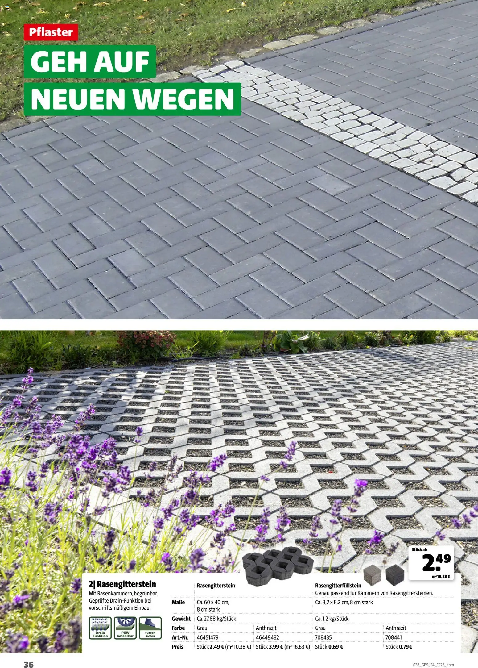 Hagebau Gartenbaustoffsortiment – gültig ab 02.03.2026 | Seite: 36 | Produkte: Gewicht