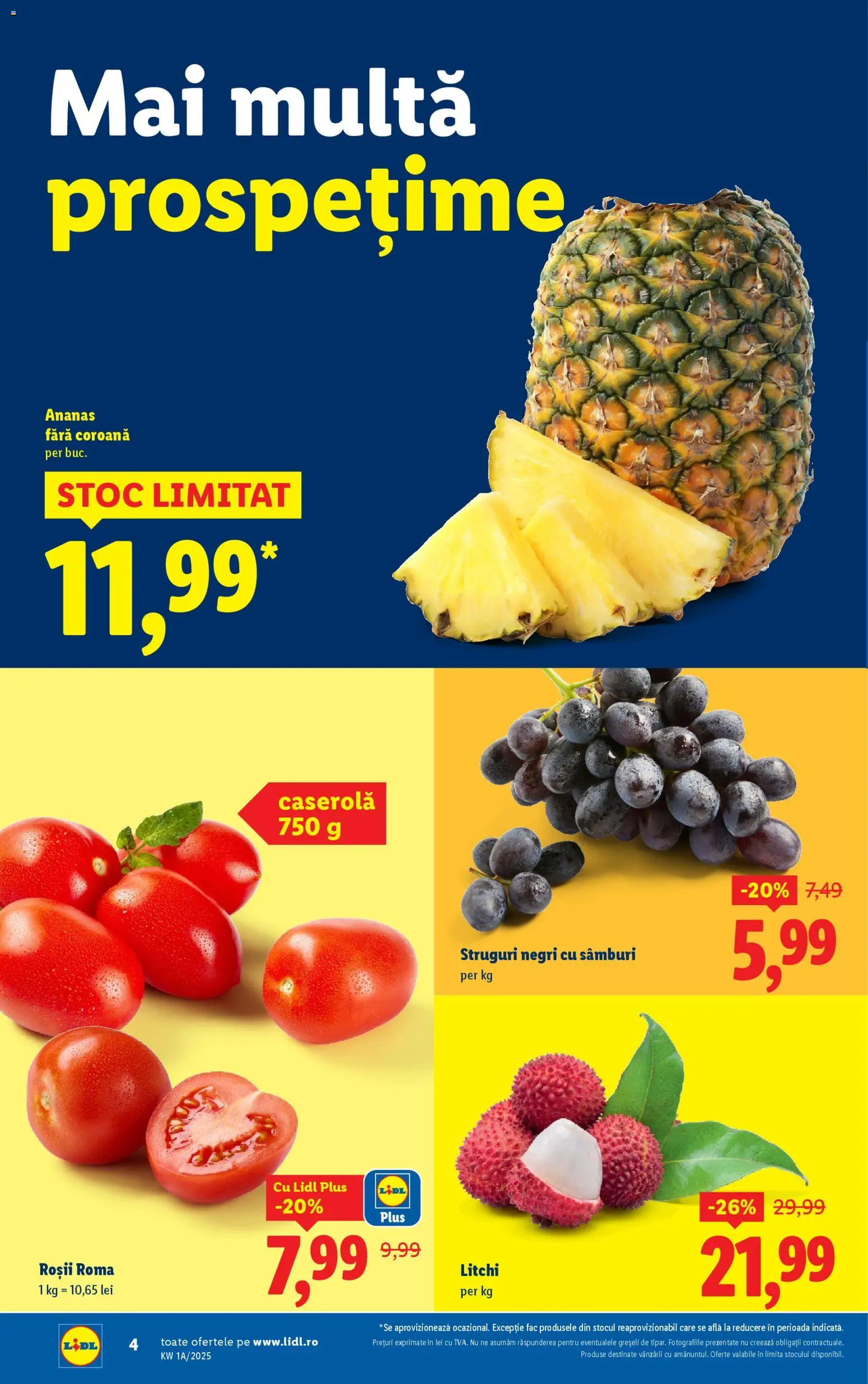 Noul catalog Lidl – valabil de la 27.12.2025 | Pagină: 4 | Produse: Struguri, Roșii, Ananas