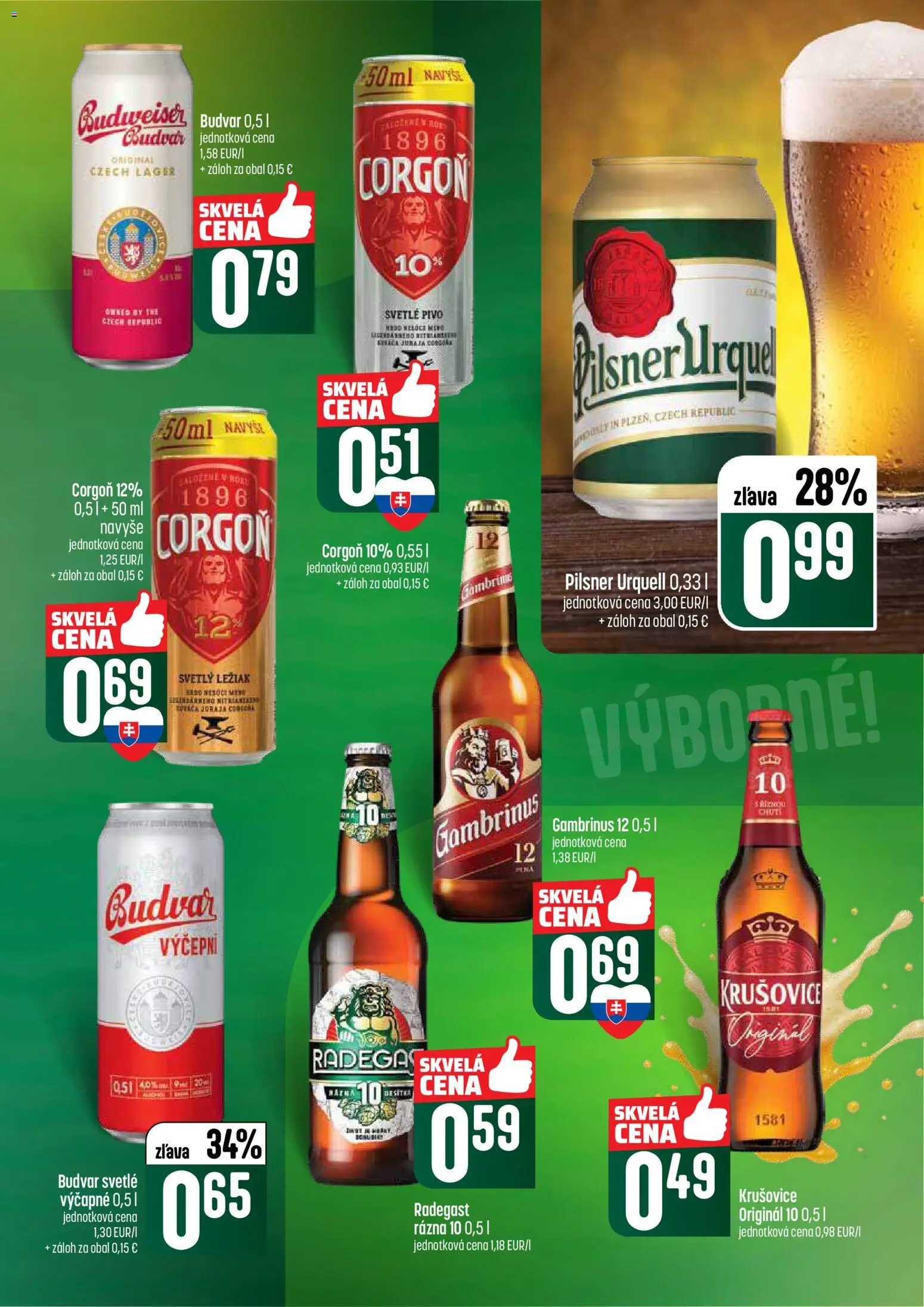 Nové COOP Jednota akcie – leták je platný od 09.04.2026 | Strana: 49 | Produkty: Pilsner Urquell, Radegast, Budvar, Corgoň