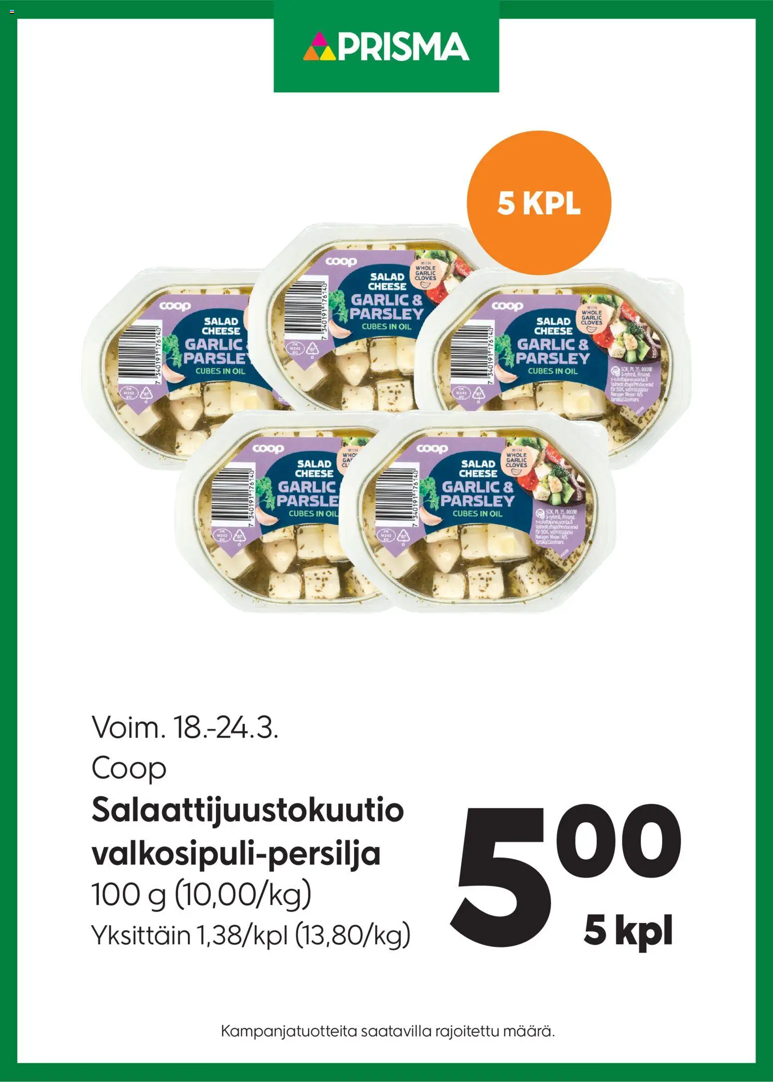Prisma tarjoukset Coop Salad Cheese – voimassa 18.03.2026 alkaen | Sivu: 1