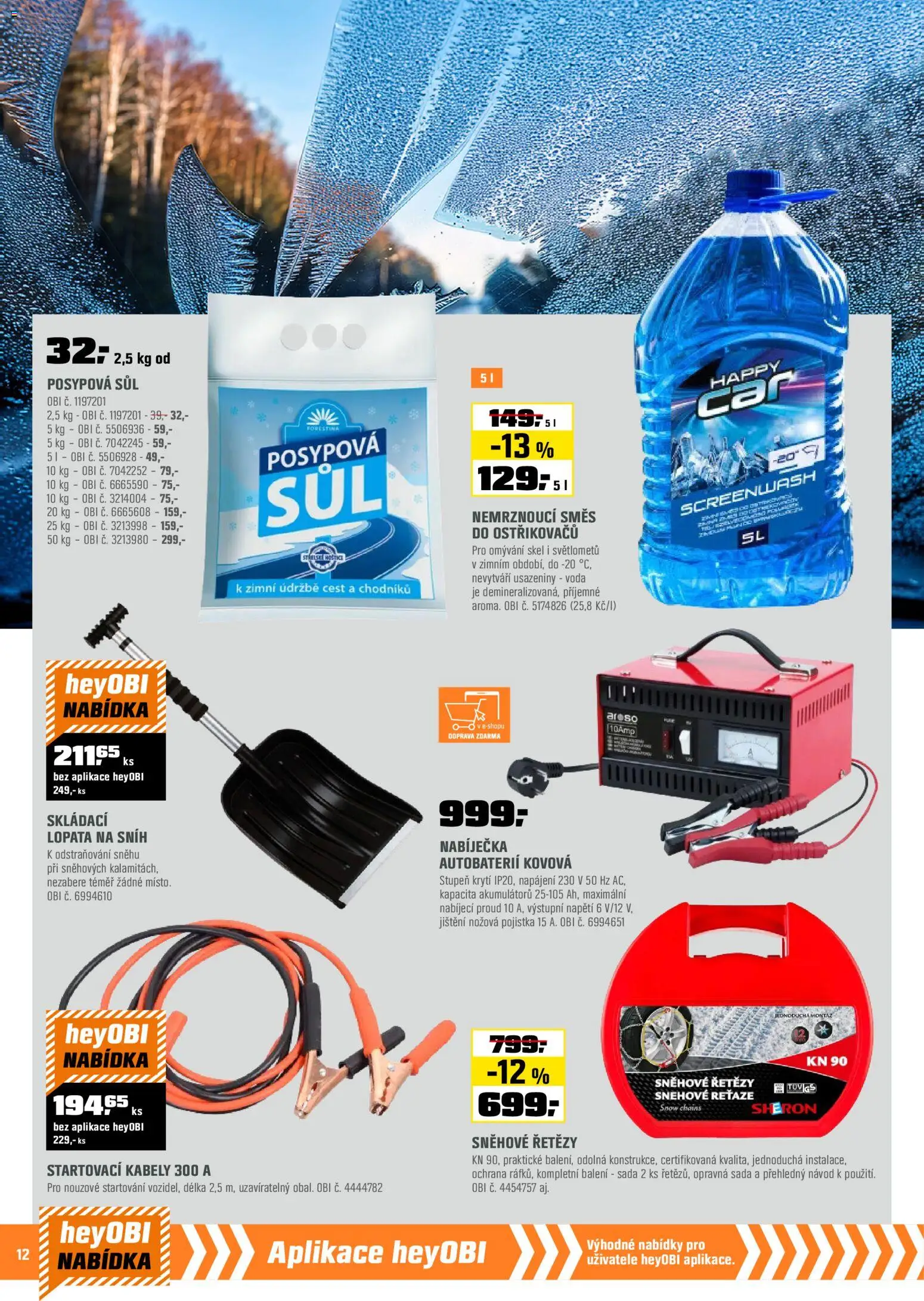 OBI leták - Barevná sezóna od 14.11.2025 | Strana: 12 | Produkty: Voda, Lopata, Posypová sůl