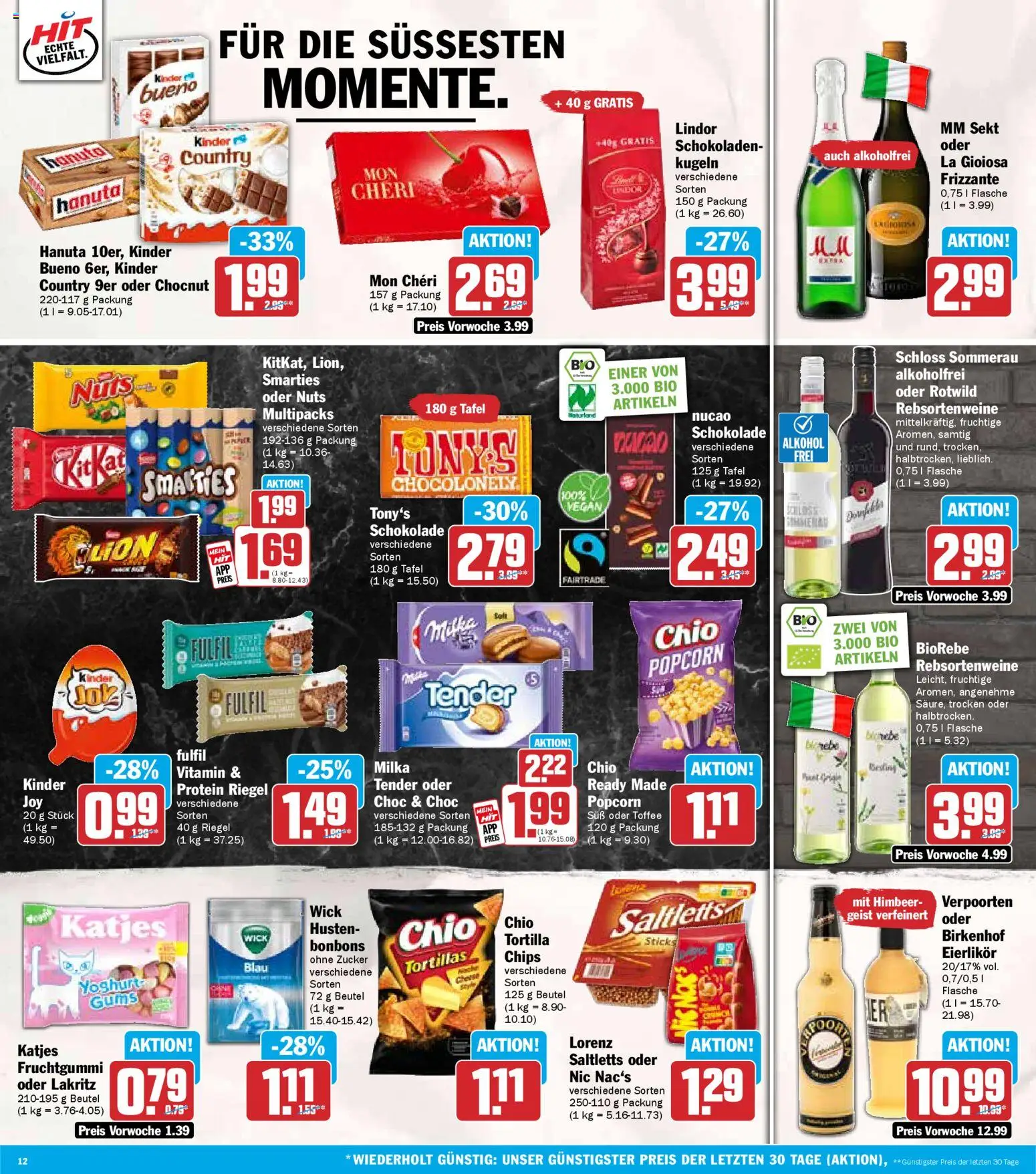 HIT Baden-Württemberg – gültig ab 12.01.2026 | Seite: 12 | Produkte: Schokolade, Sekt, Milka, Zucker