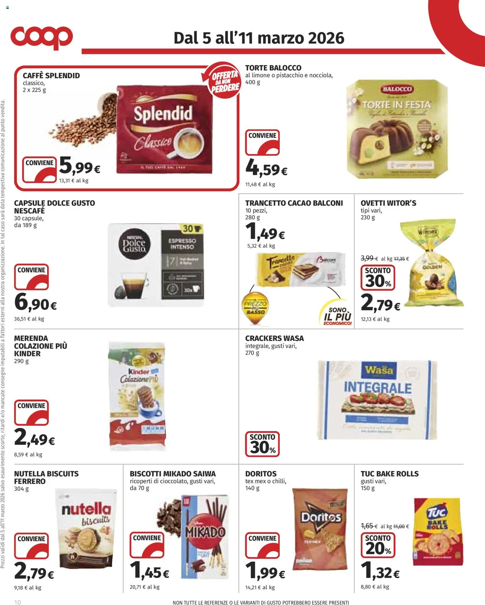 Volantino COOP del 05.03.2026 | Pagina: 10 | Prodotti: Biscotti, Limone, Crackers, Nutella