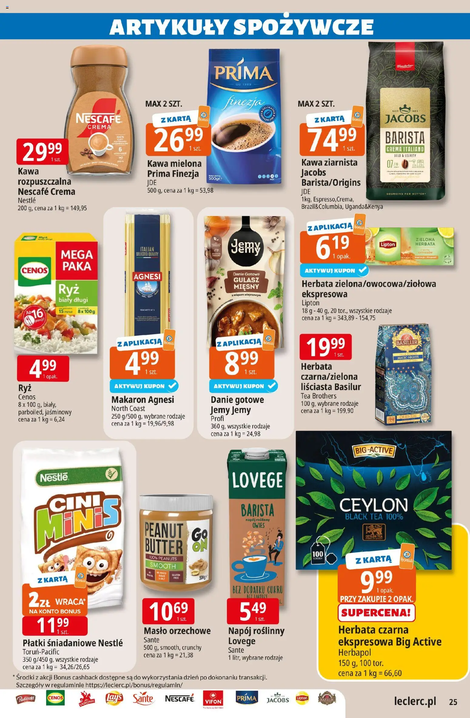 E.Leclerc gazetka - Radom od 17.03.2026 | Strona: 25 | Produkty: Płatki śniadaniowe, Kawa prima, Herbata, Makaron