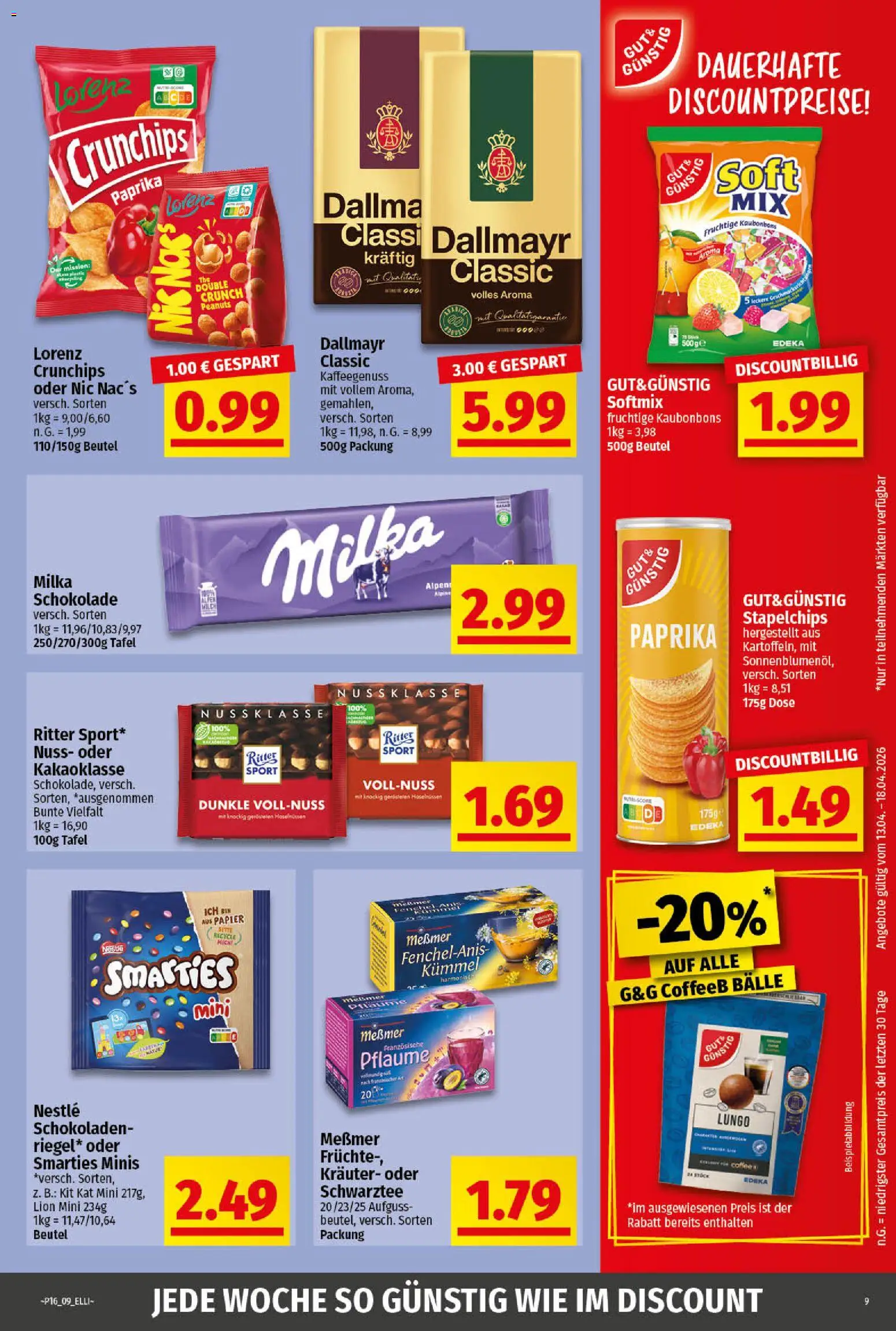 Elli Markt Prospekt Greffen – gültig ab 13.04.2026 | Seite: 9 | Produkte: Schokolade, Ritter sport, Milka, Paprika