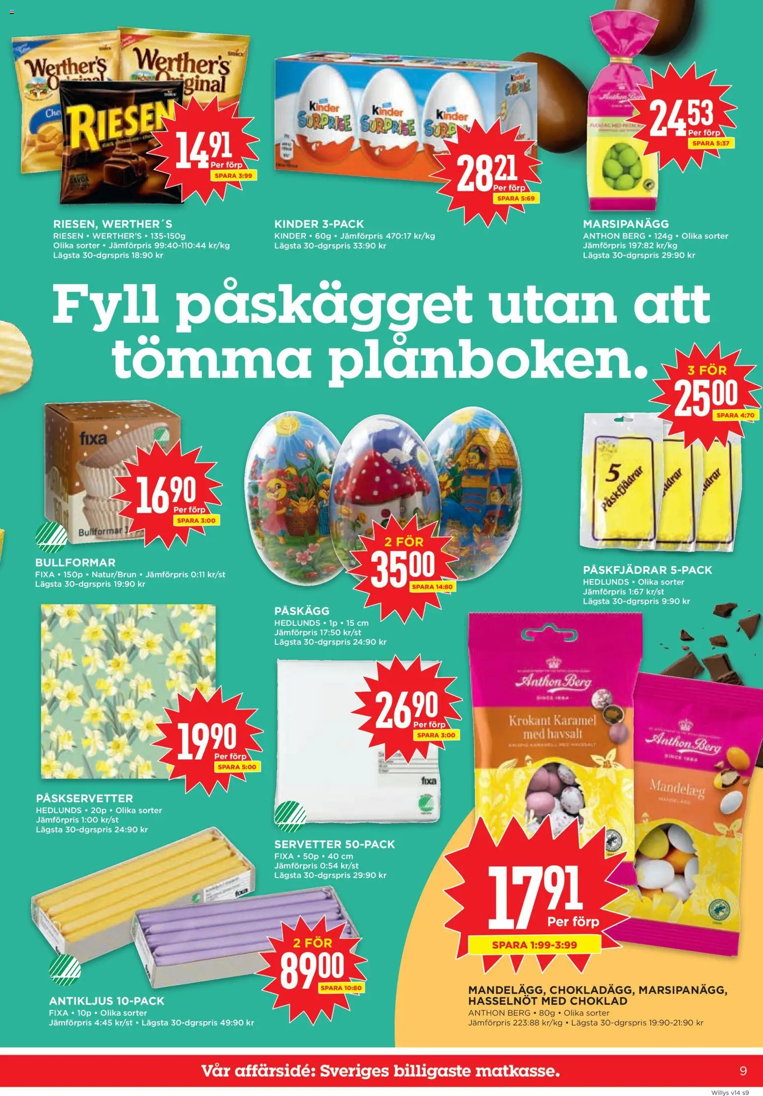 Willys reklamblad aktuell från 30.03.2026 | Sida: 9 | Produkter: Choklad, Servetter