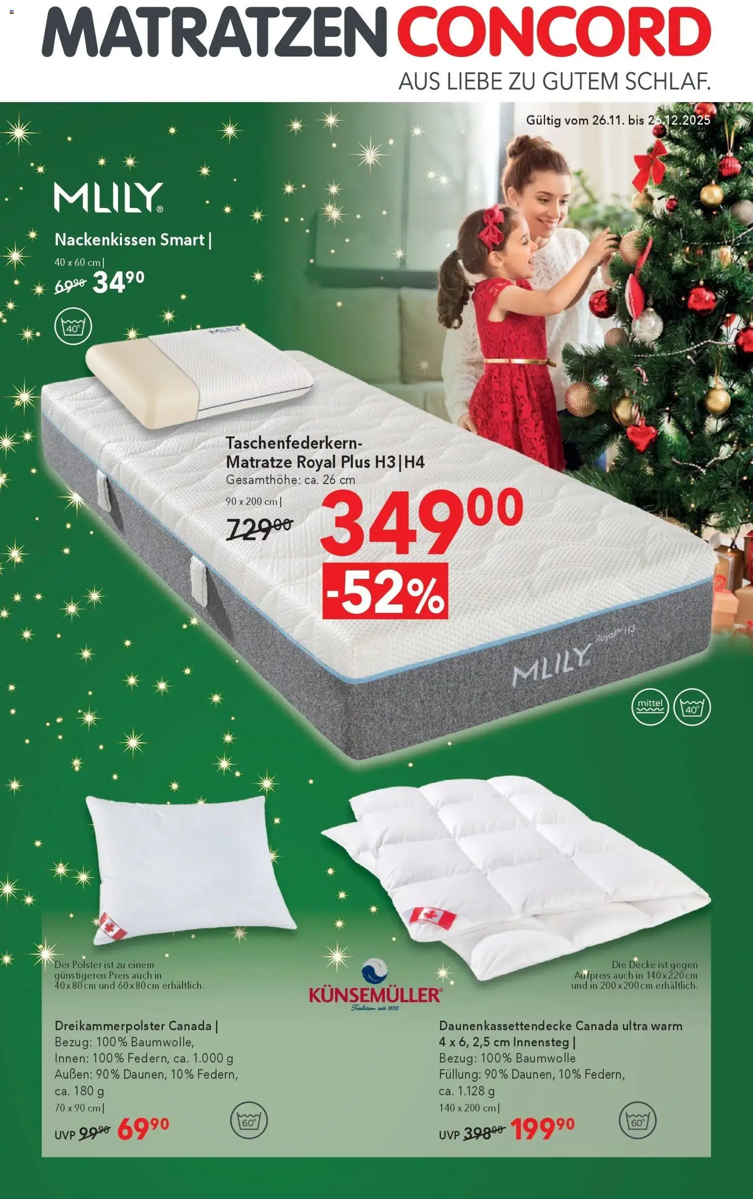 Matratzen Concord Fohnsdorf gültig ab 26.11.2025 | Seite: 1 | Produkte: Matratze, Decke