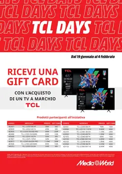 Anteprima del volantino Media World TCL Days catalogo valido a partire dal 19.01.2026
