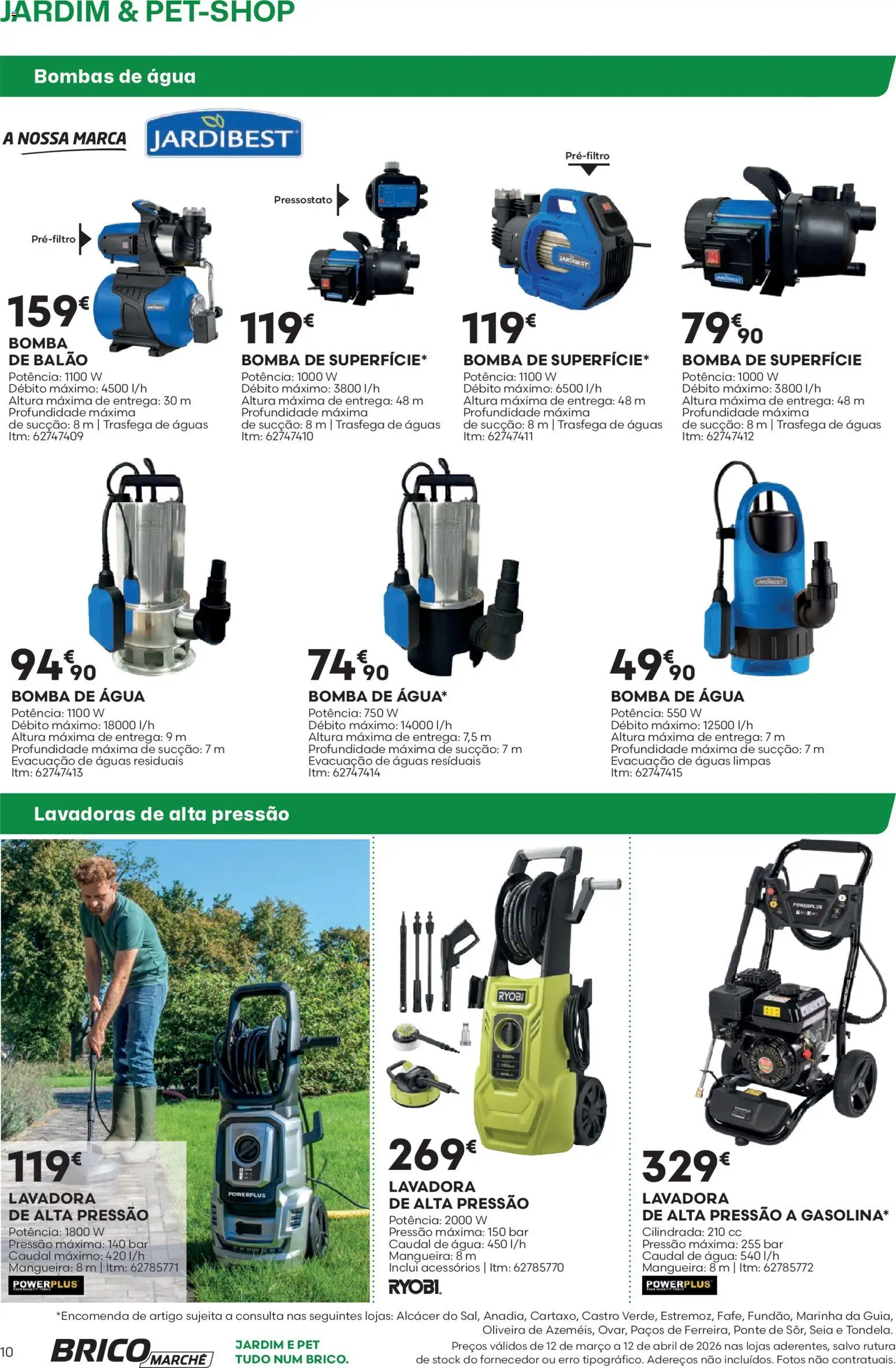 BricoMarché F04 JardimPetShop │ válido de 12.03.2026 | Página: 10 | Produtos: Agua, Mangueira