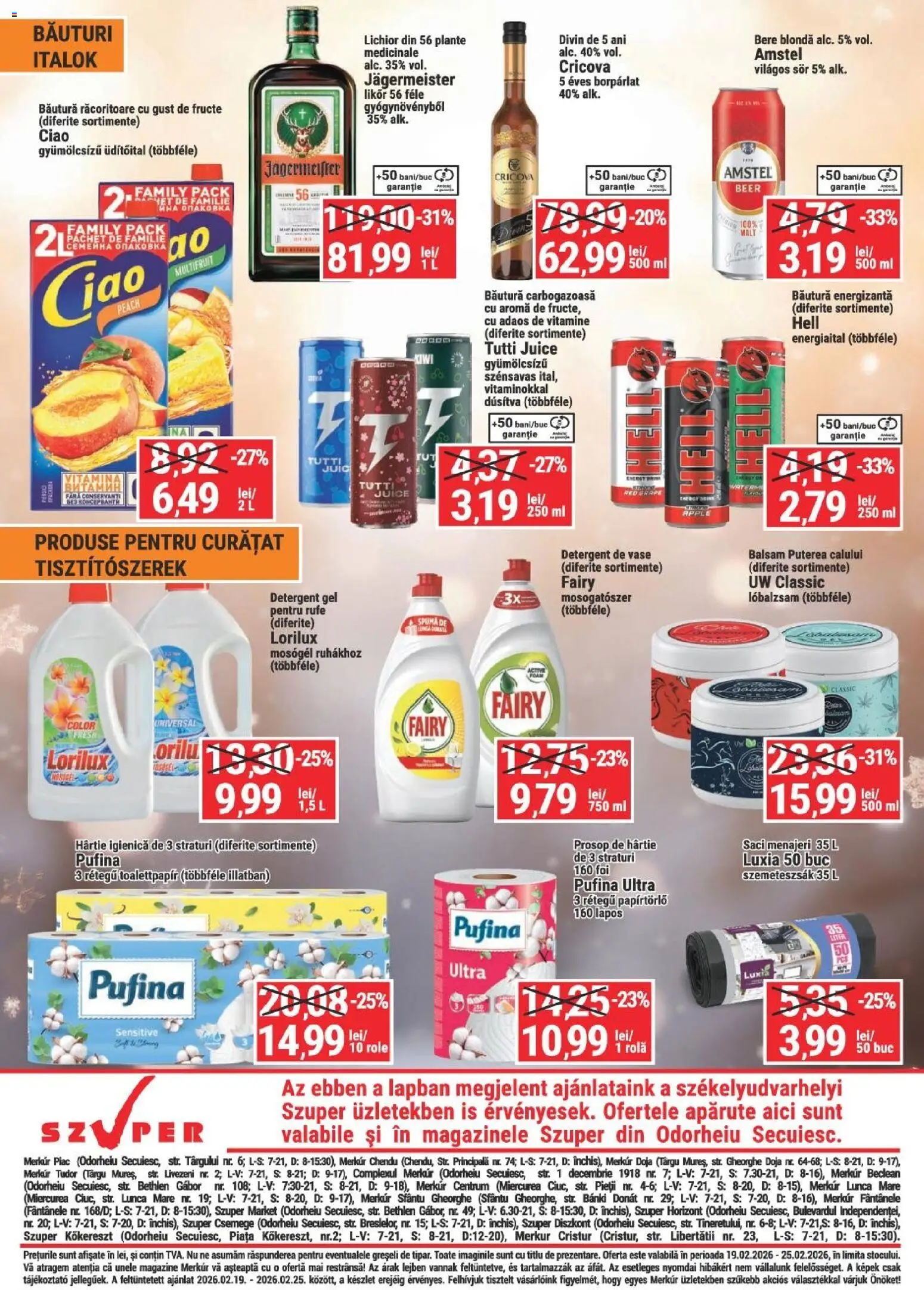 Noul catalog Merkur – valabil de la 19.02.2026 | Pagină: 4 | Produse: Lichior, Detergent, Kiwi, Fructe