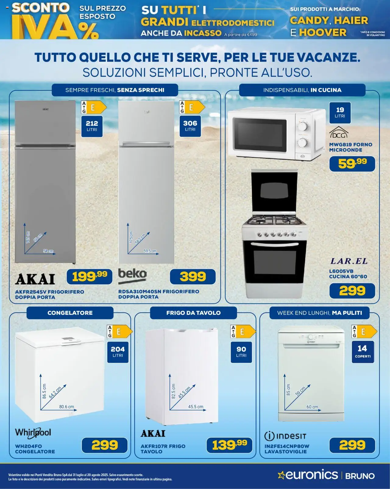 Volantino Euronics del 31.07.2025 | Pagina: 27 | Prodotti: Microonde, Frigorifero, Forno, Tavolo