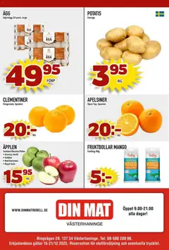 Din Mat - erbjudanden - Förhandsvisning av reklamblad från butik Din Mat aktuell från 15.12.2025 | Sida: 10 | Produkter: Galler, Äpplen, Potatis, Mango