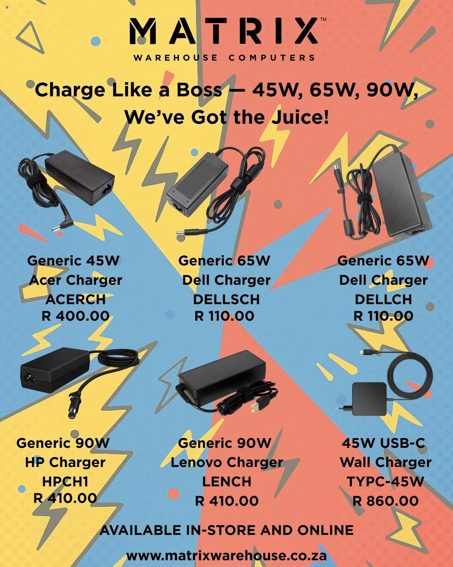 New Matrix Warehouse catalogue – valid from 14.11.2025 | Page: 1 | Products: Charger, Juice