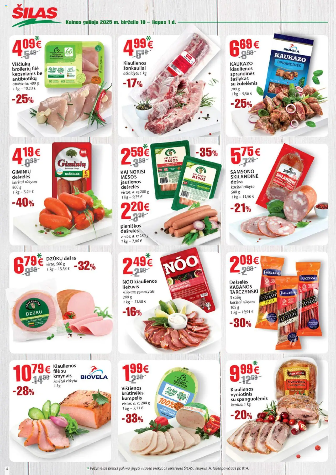 Šilas leidinys│galioja nuo 18.06.2025 | Puslapis: 4 | Prekių: Vištienos, Kiaulienos, Jautienos, Dešra