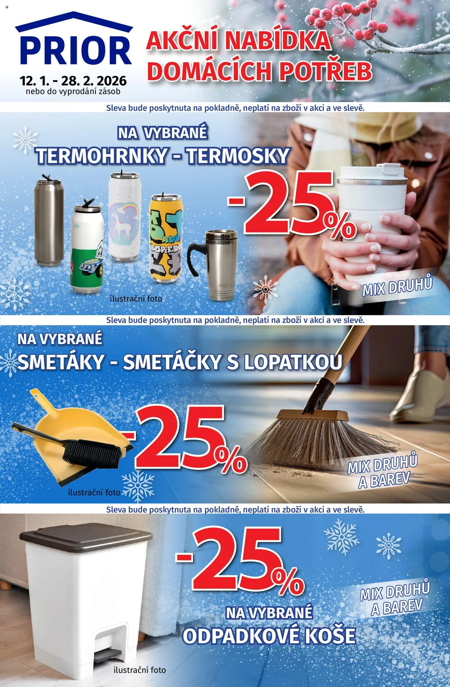 Prior - Akční Nabídka Domácích Potřeb od 12.01.2026 | Strana: 1 | Produkty: Odpadkové koše