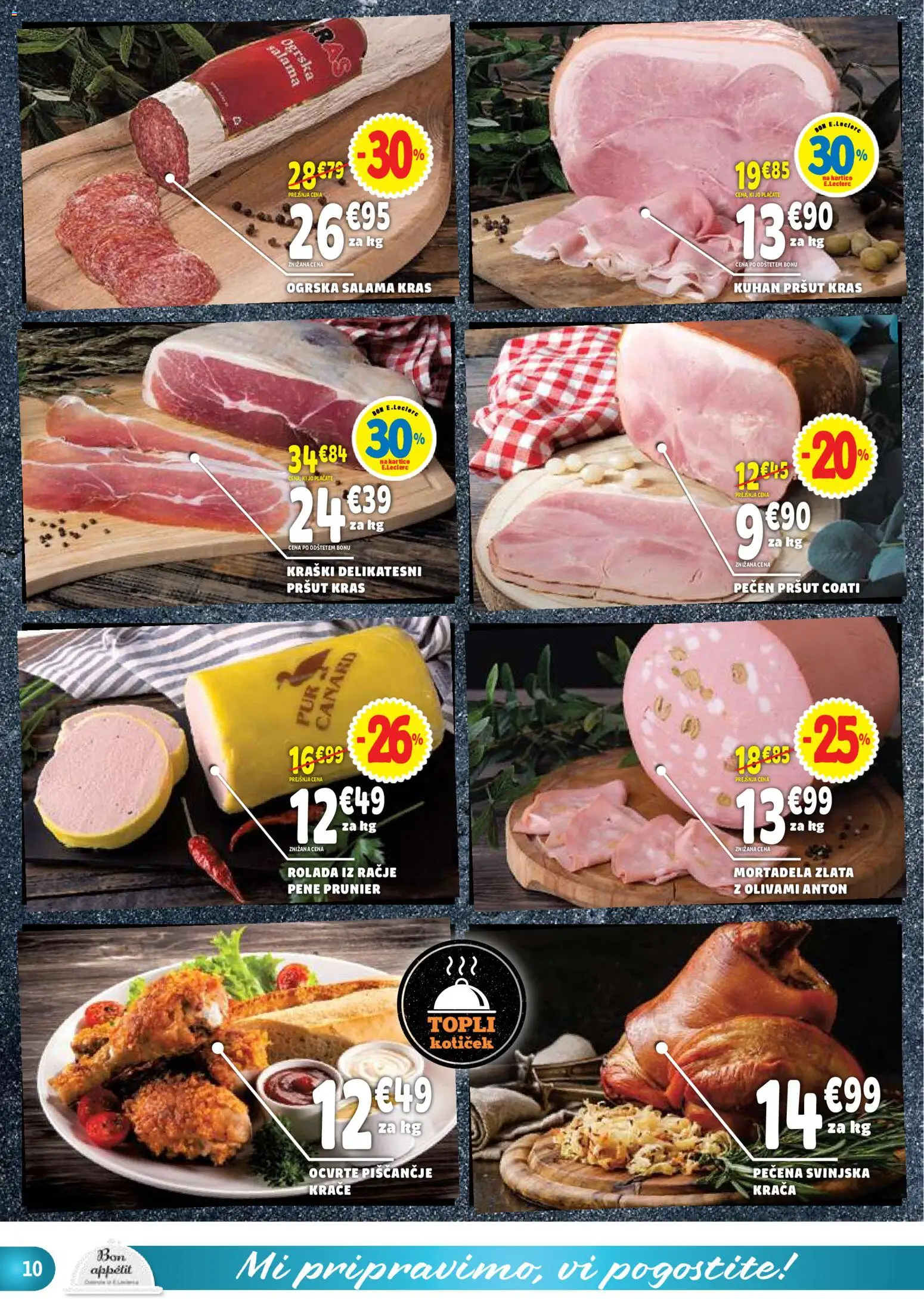 Novi E.leclerc katalog ponudbe – veljaven od 25.03.2026 | Stran: 10 | Izdelki: Pršut, Mortadela, Rolada, Salama