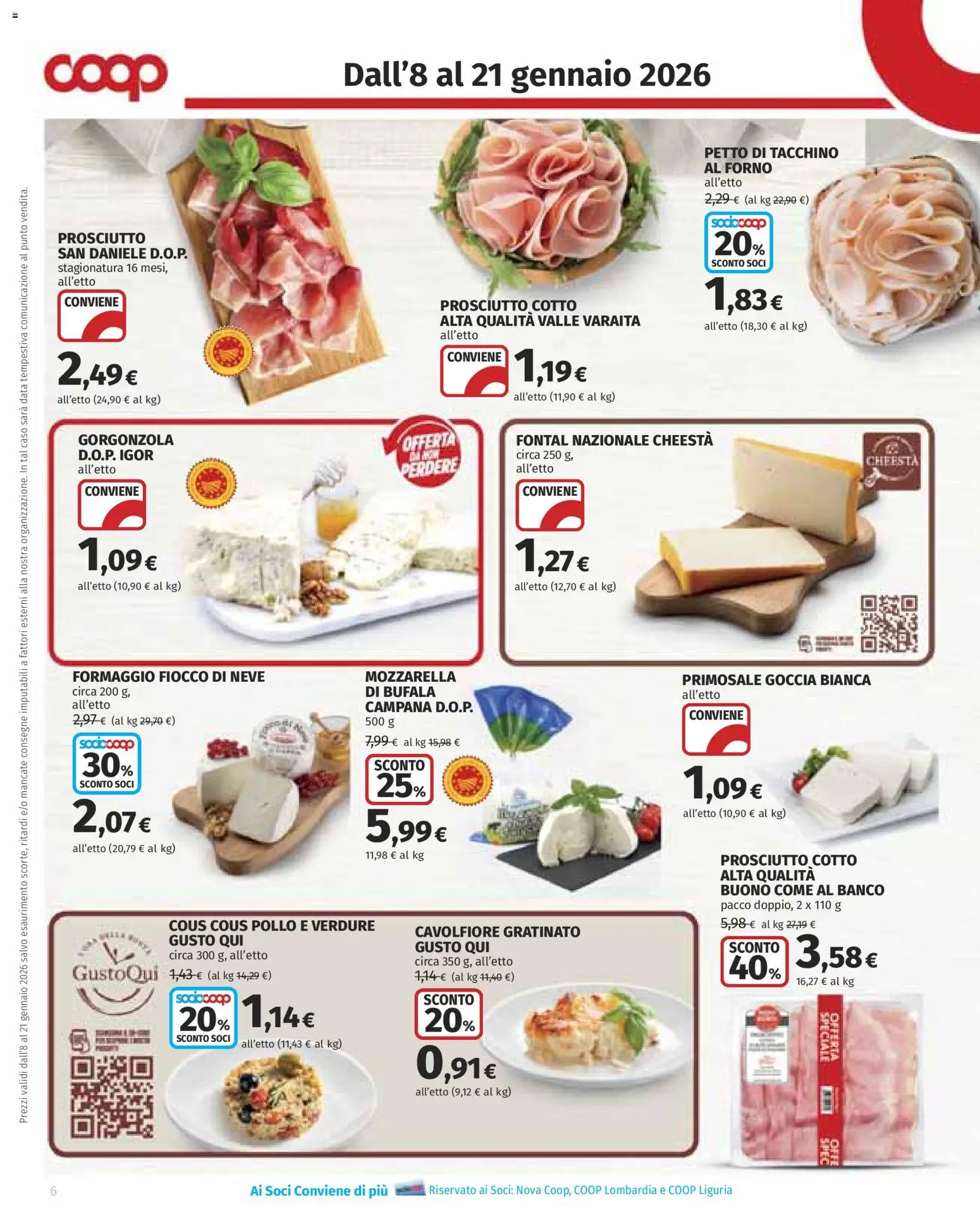 Volantino COOP del 08.01.2026 | Pagina: 6 | Prodotti: Verdure, Prosciutto, Data, Forno