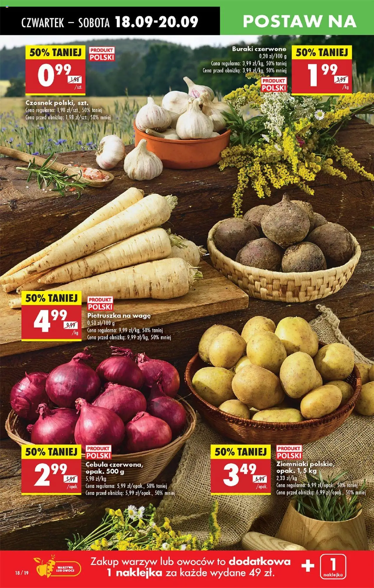 Biedronka gazetka - Oferta w tym tygodniu od 18.09.2025 | Strona: 20 | Produkty: Czosnek, Ziemniaki, Warzywa, Owoce