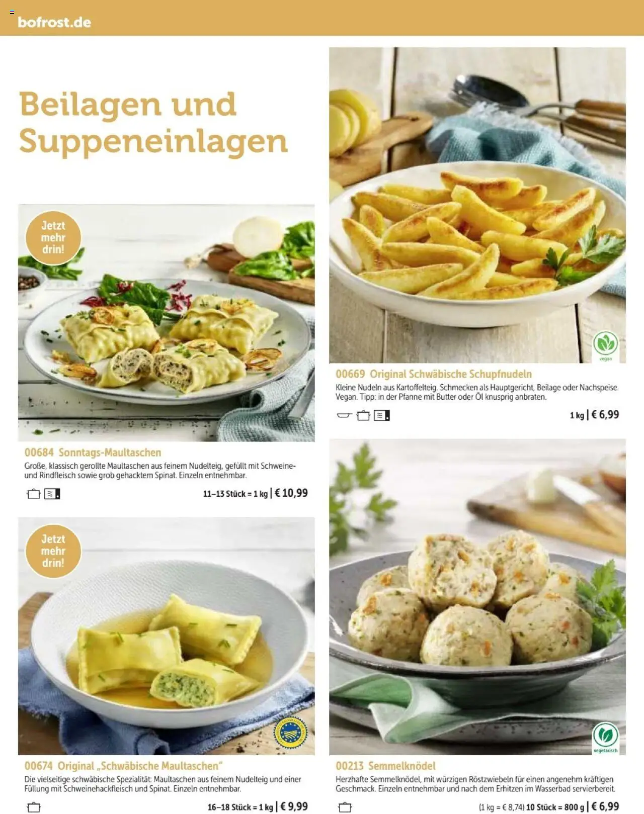 Bofrost Katalog – gültig ab 07.09.2025 | Seite: 50 | Produkte: Butter, Nudeln, Maultaschen, Rindfleisch